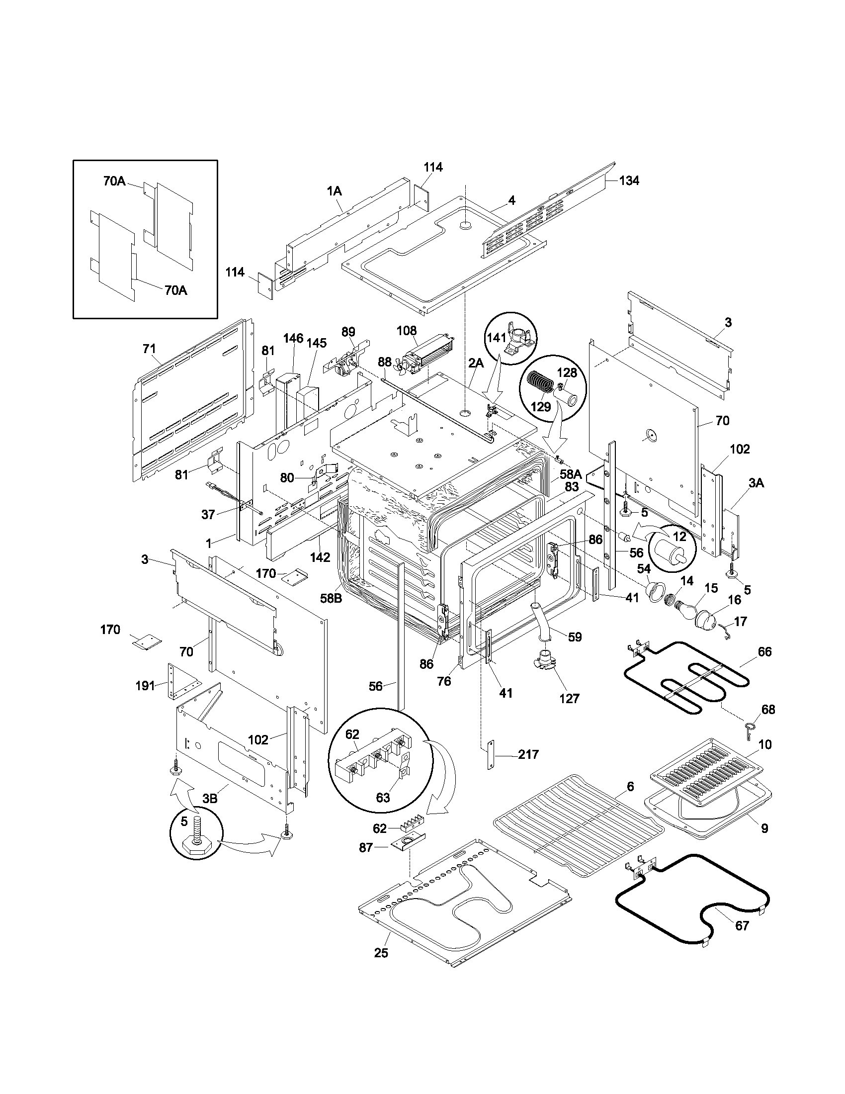 Frigidaire FES355ASC body diagram