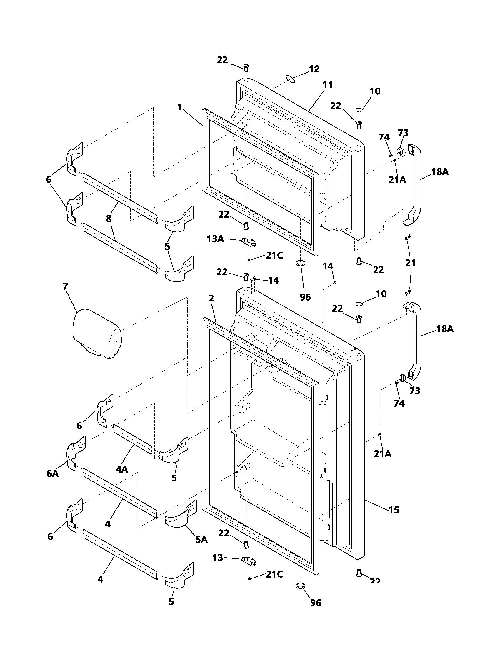White-Westinghouse WRT15MB3AW0 door diagram