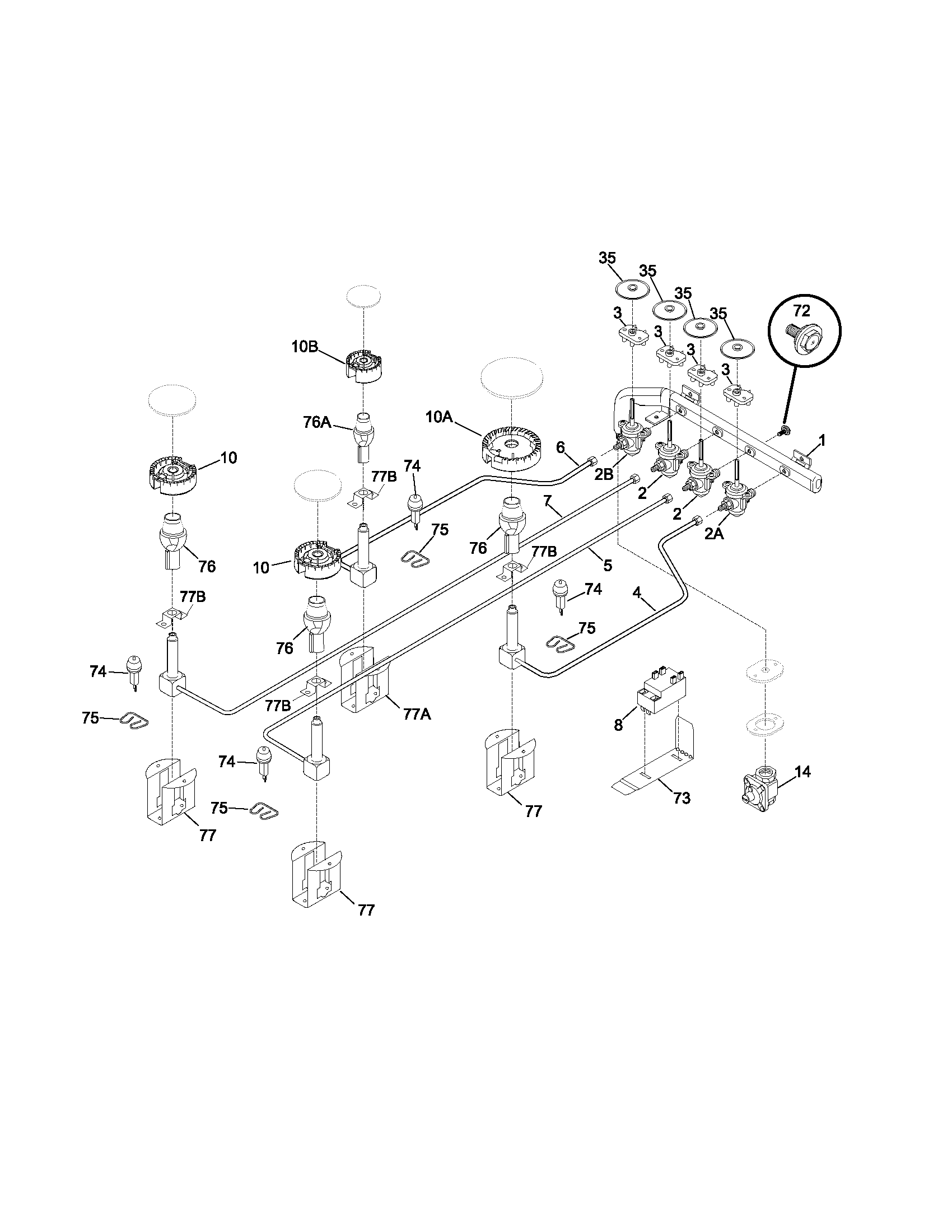 Frigidaire GLGC30S8ABB burner diagram