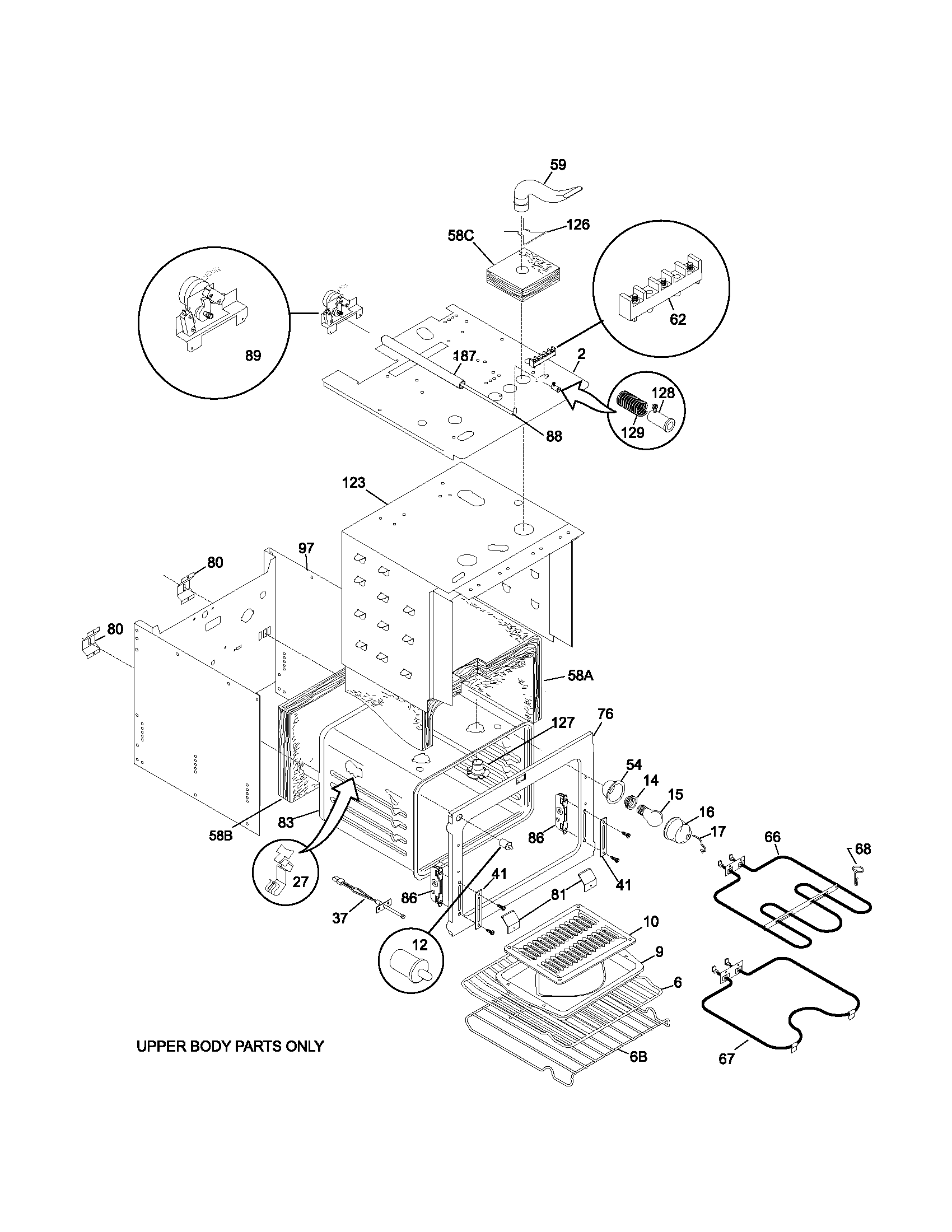 Frigidaire FEB27T5ABB upper oven diagram