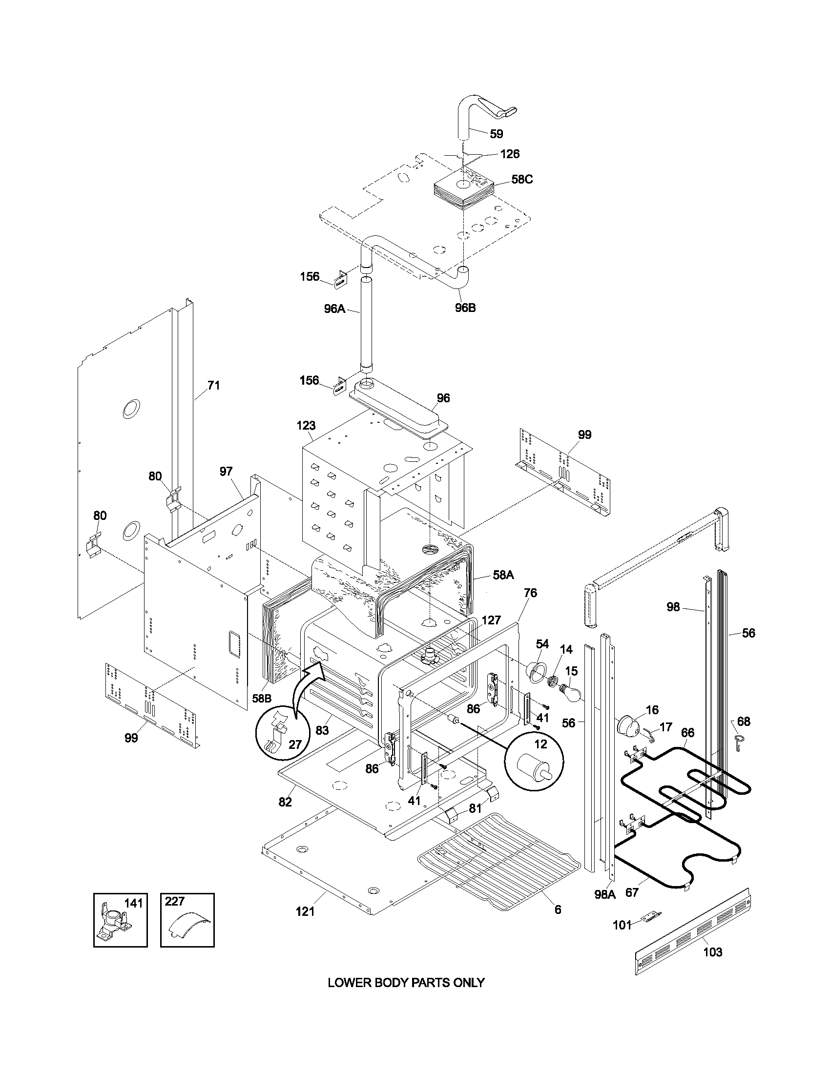 Frigidaire FEB27T5ABB lower oven diagram