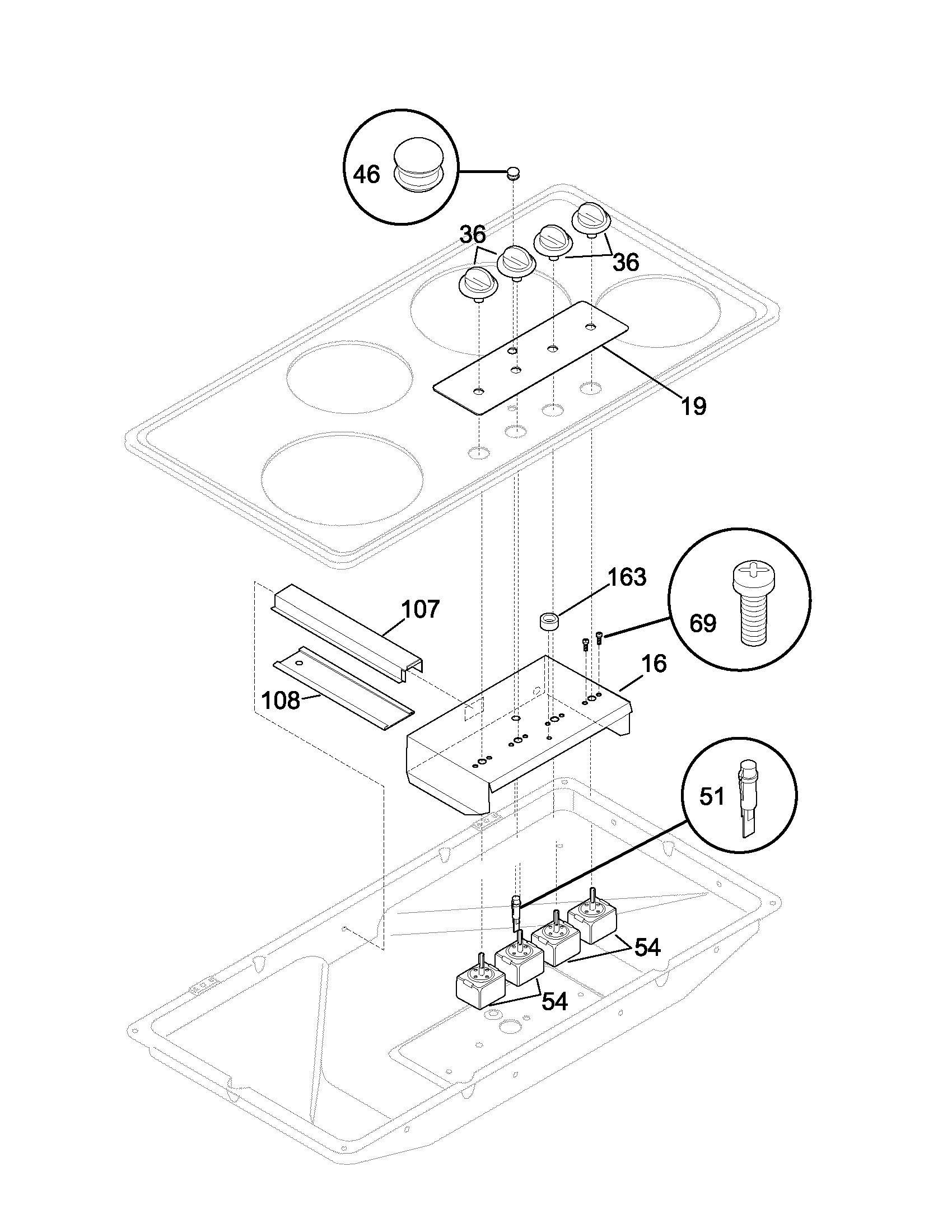 Frigidaire FEC36C2AQB control panel diagram