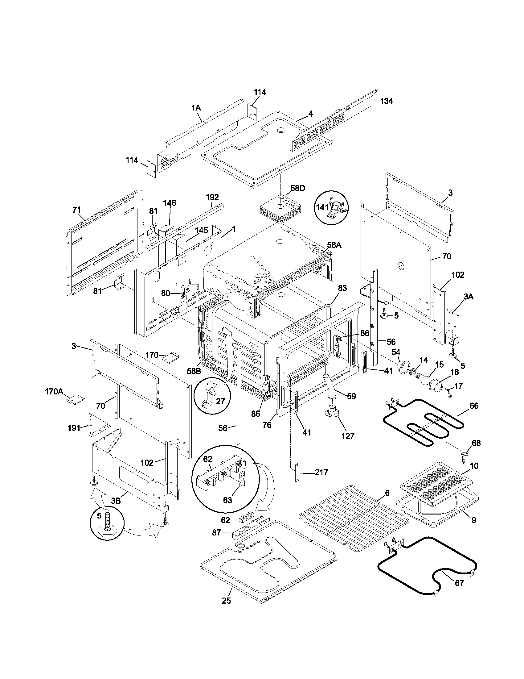 Frigidaire FES300ASB body diagram