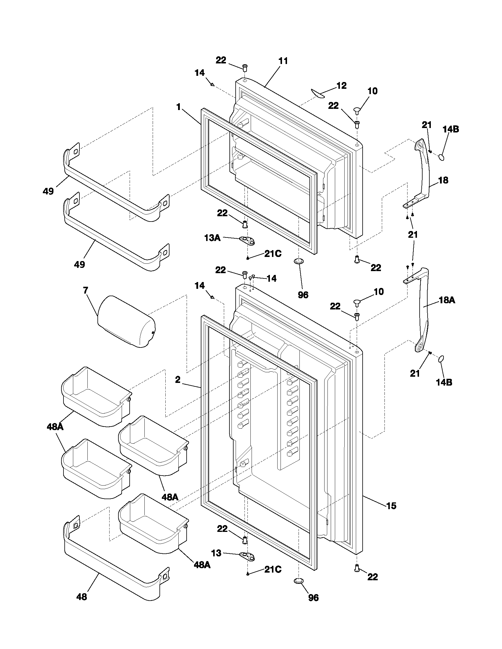 Frigidaire FRT21LR7AB4 door diagram