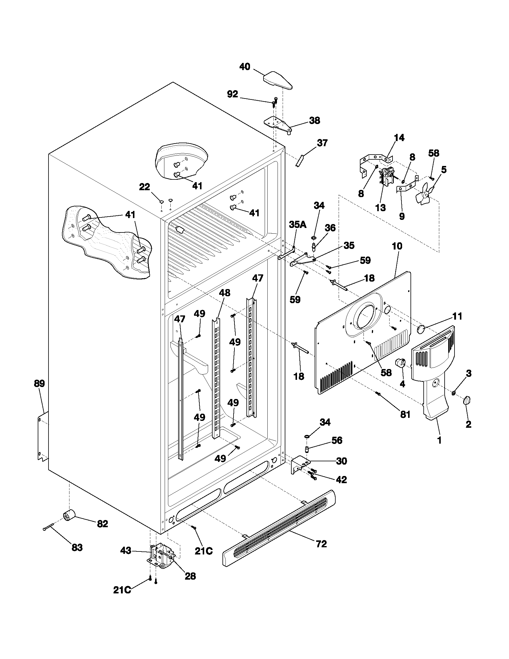 Frigidaire FRT21LR7AB4 cabinet diagram