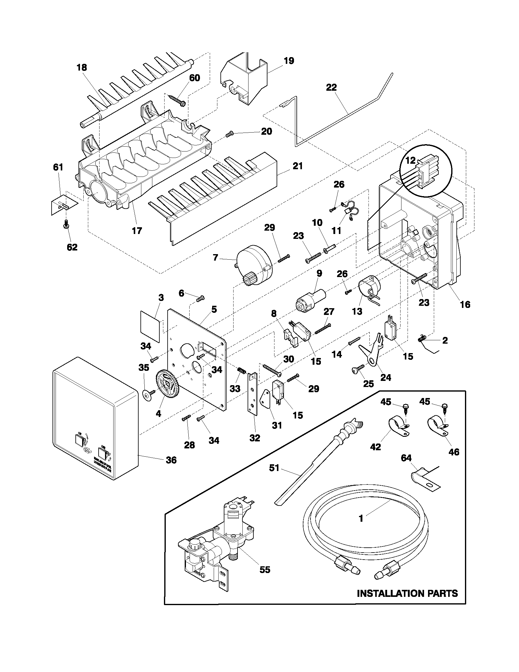 Frigidaire FRT21LR7AB4 ice maker diagram
