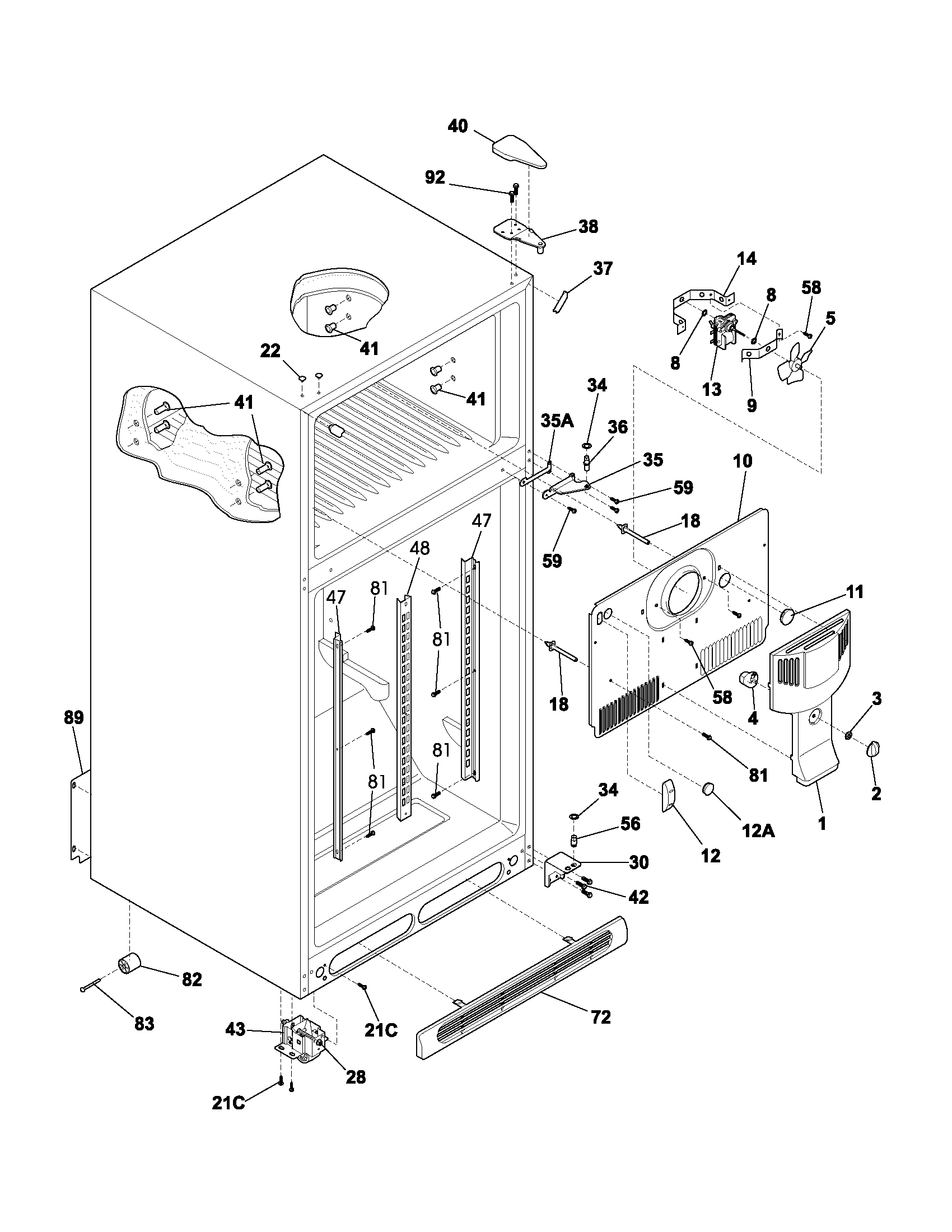White-Westinghouse WRT18MP5AQ1 cabinet diagram