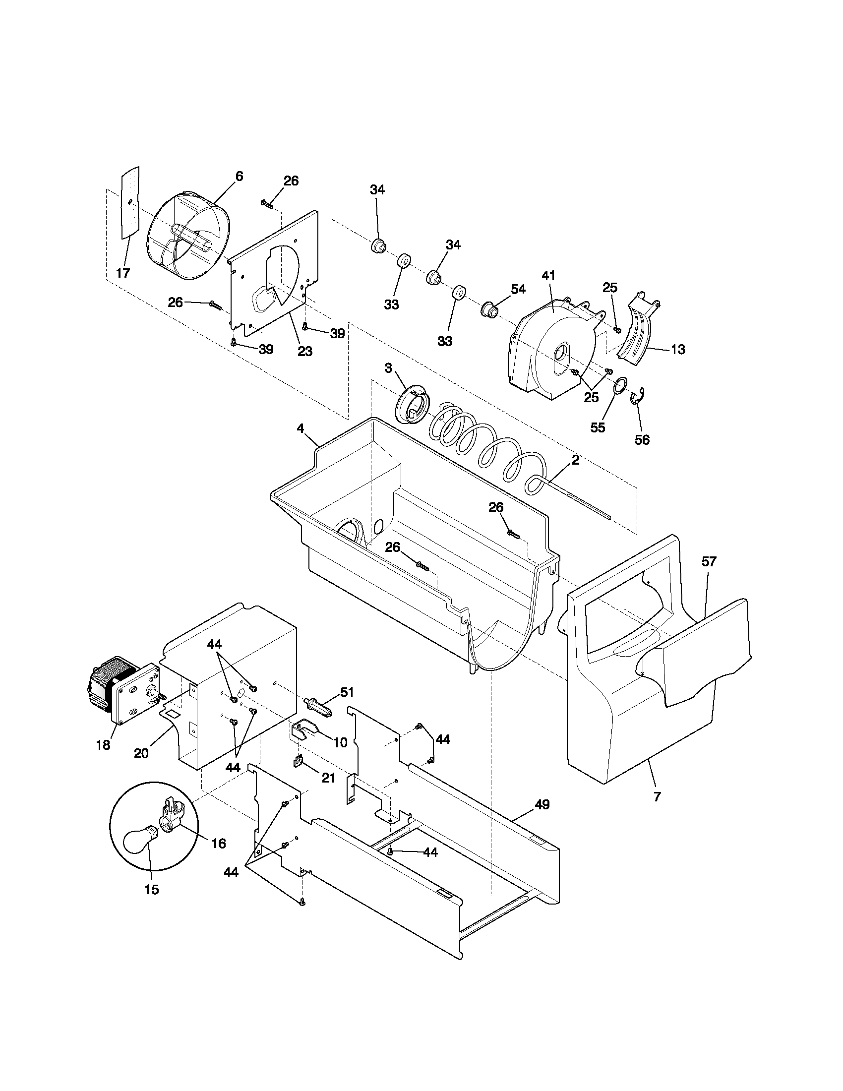 Frigidaire FRS23W3AW3 ice container diagram