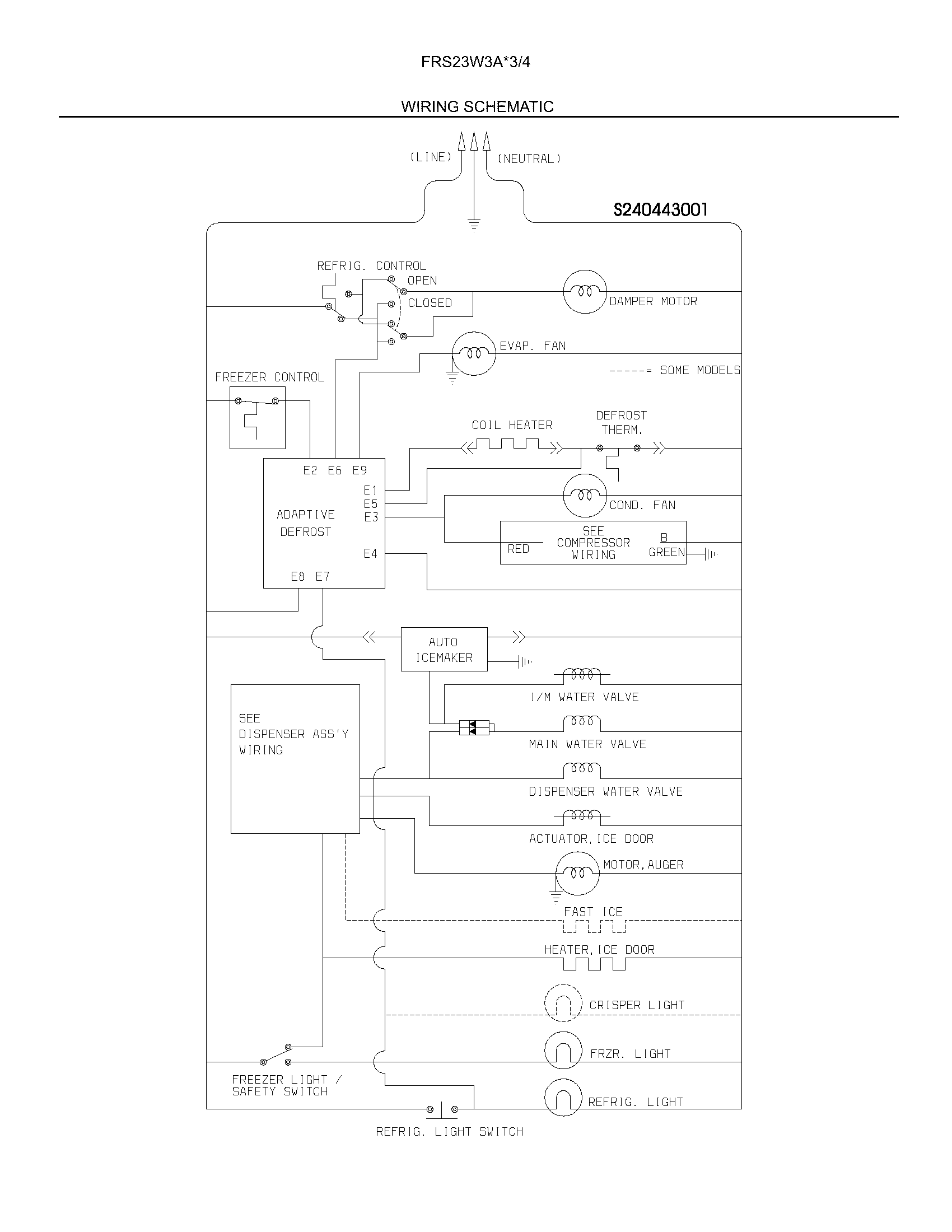 Frigidaire FRS23W3AW3 wiring schematic diagram