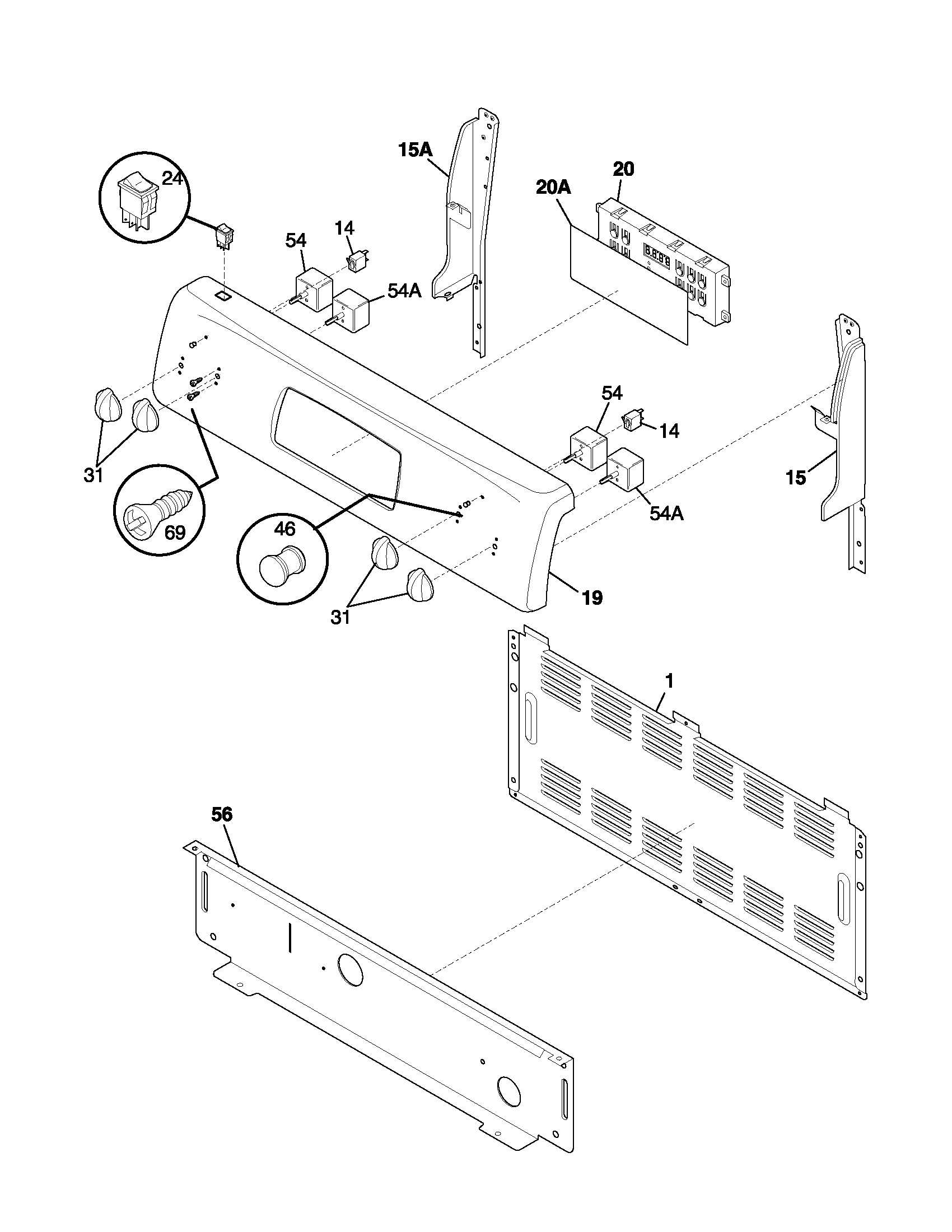 Frigidaire FEF366ABD backguard diagram