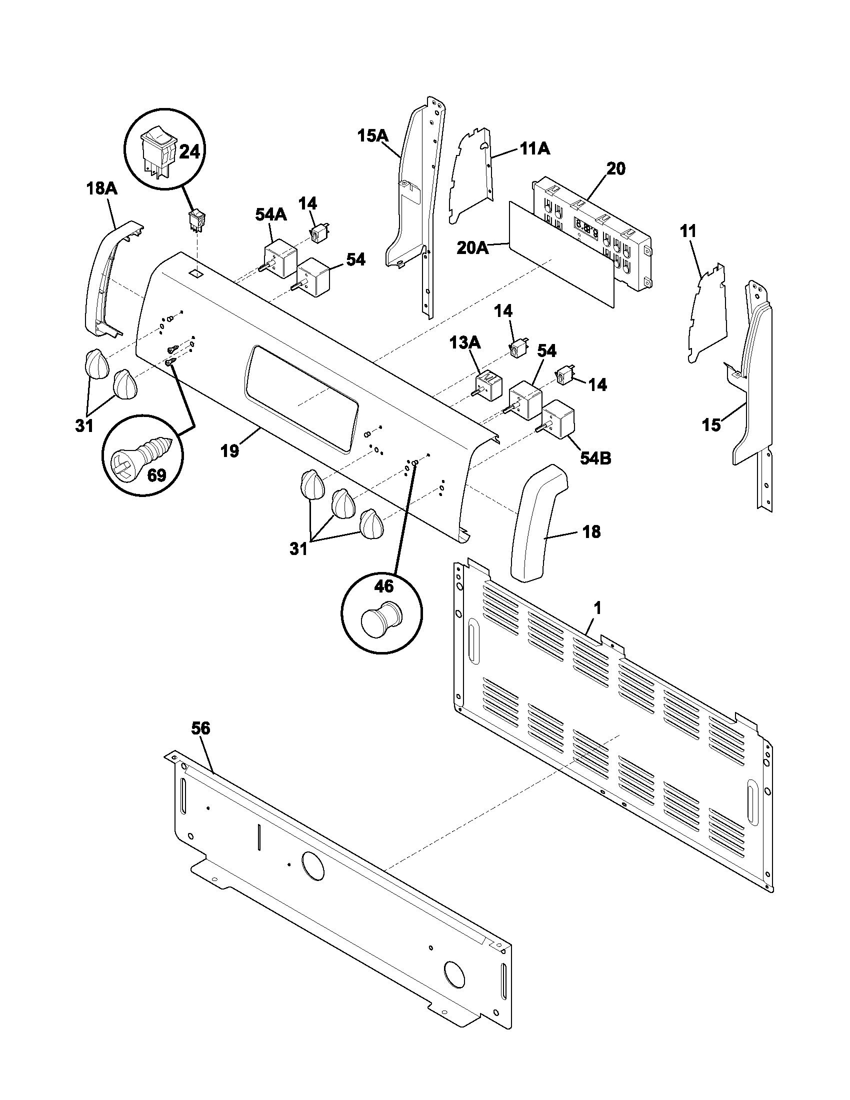 Frigidaire FEFL74ASC backguard diagram