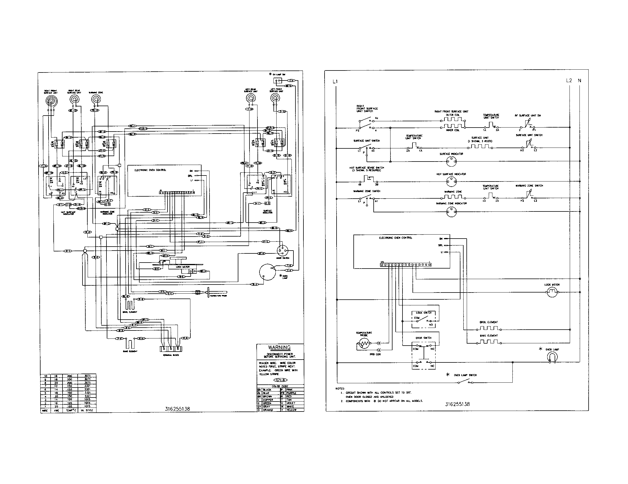 Frigidaire FEFL74ASC wiring schematic diagram