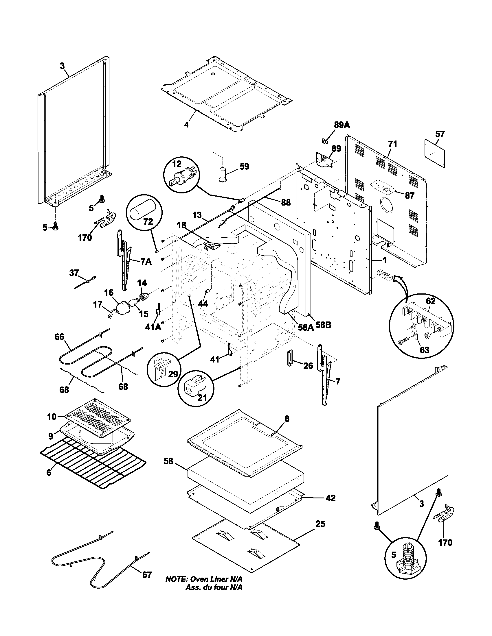 Frigidaire FEF352ASC body diagram