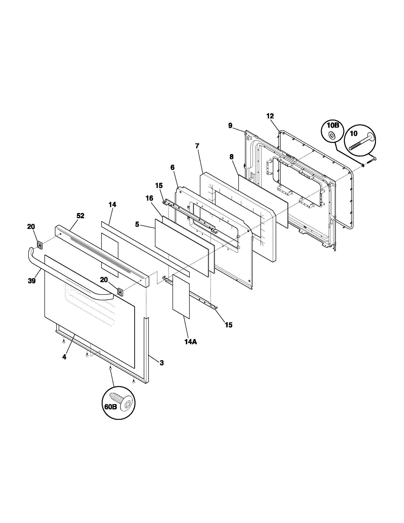 Frigidaire FEF352ASC door diagram