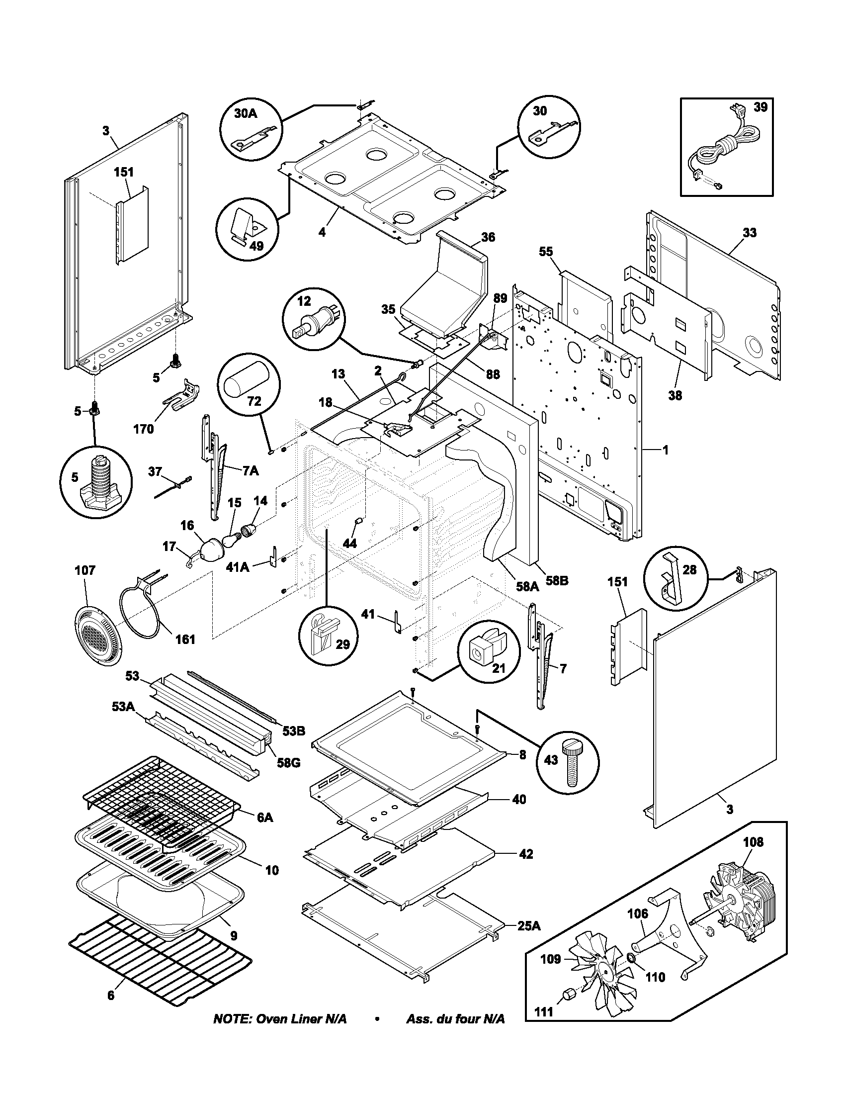 Frigidaire GLGF388AQC body diagram