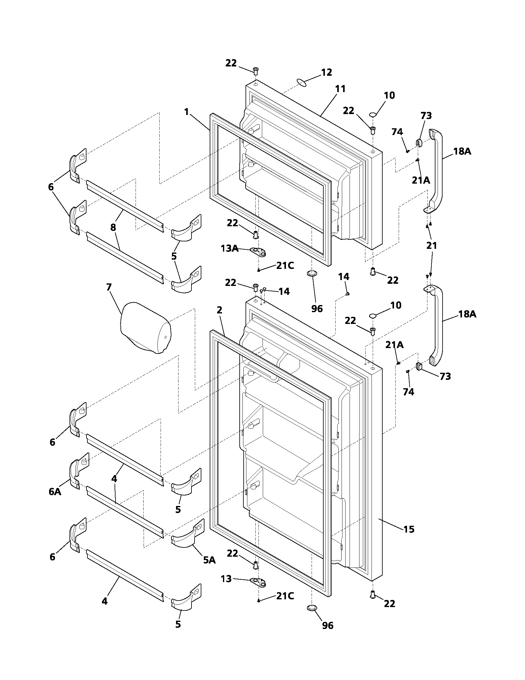 White-Westinghouse WRT17MB3AW1 door diagram