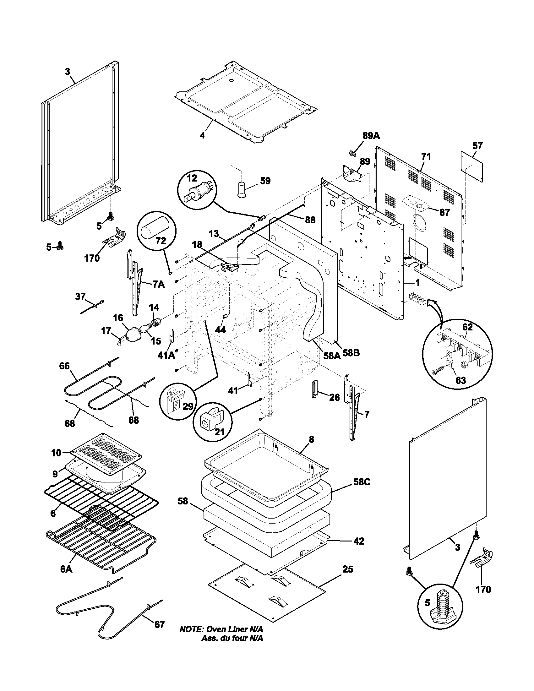 Frigidaire FEF355ASC body diagram