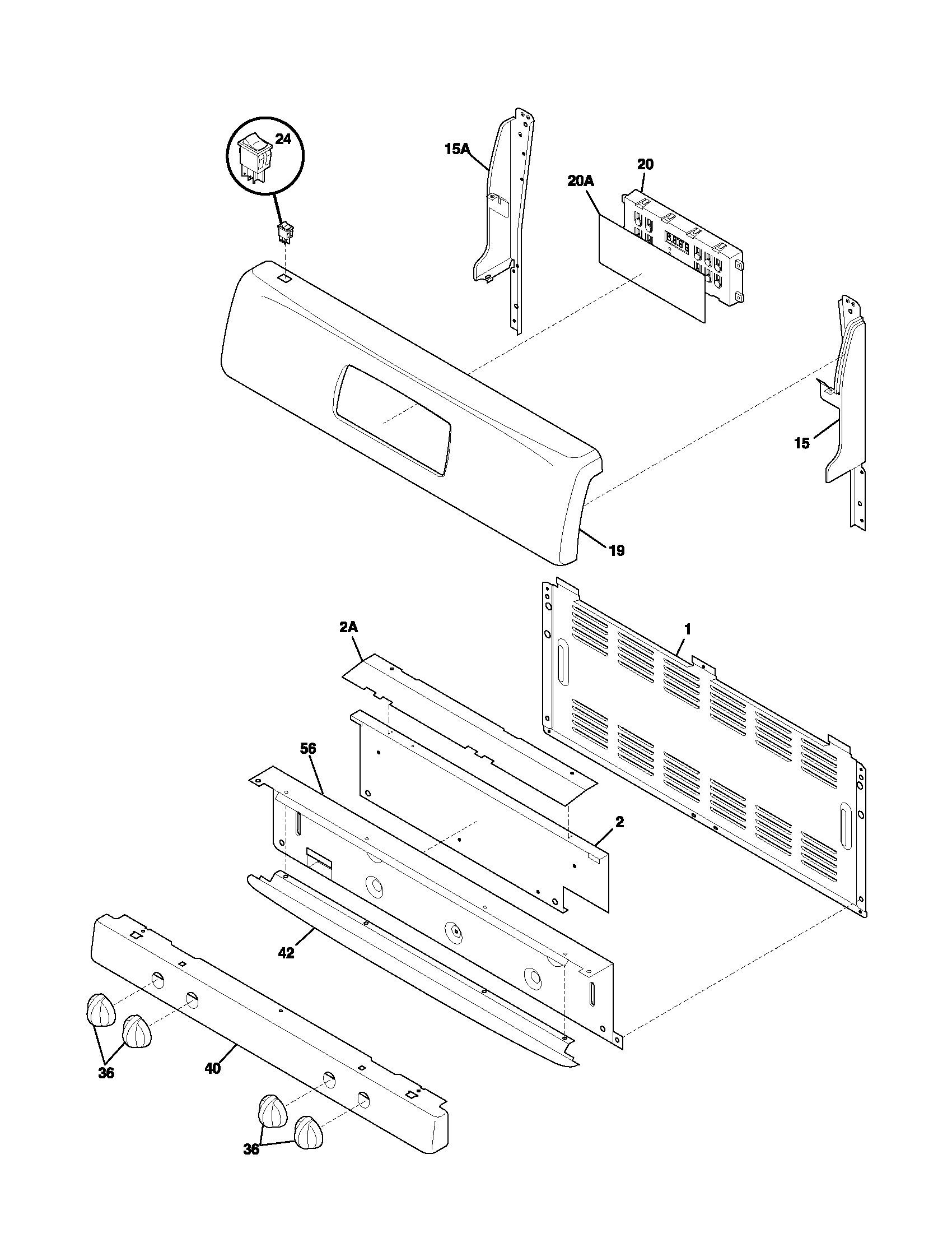 Frigidaire FGF366BCA backguard diagram
