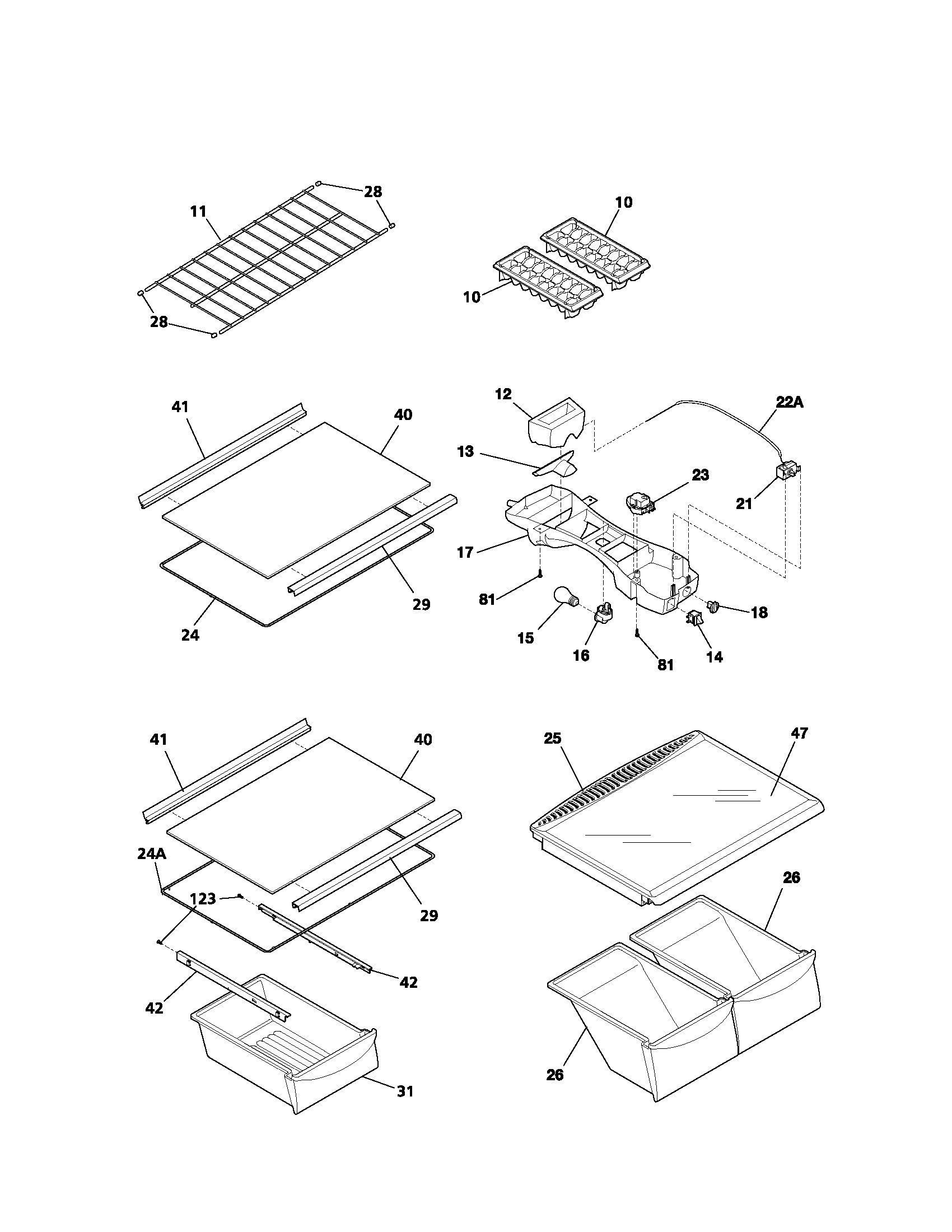 Kenmore 25361112101 shelves diagram