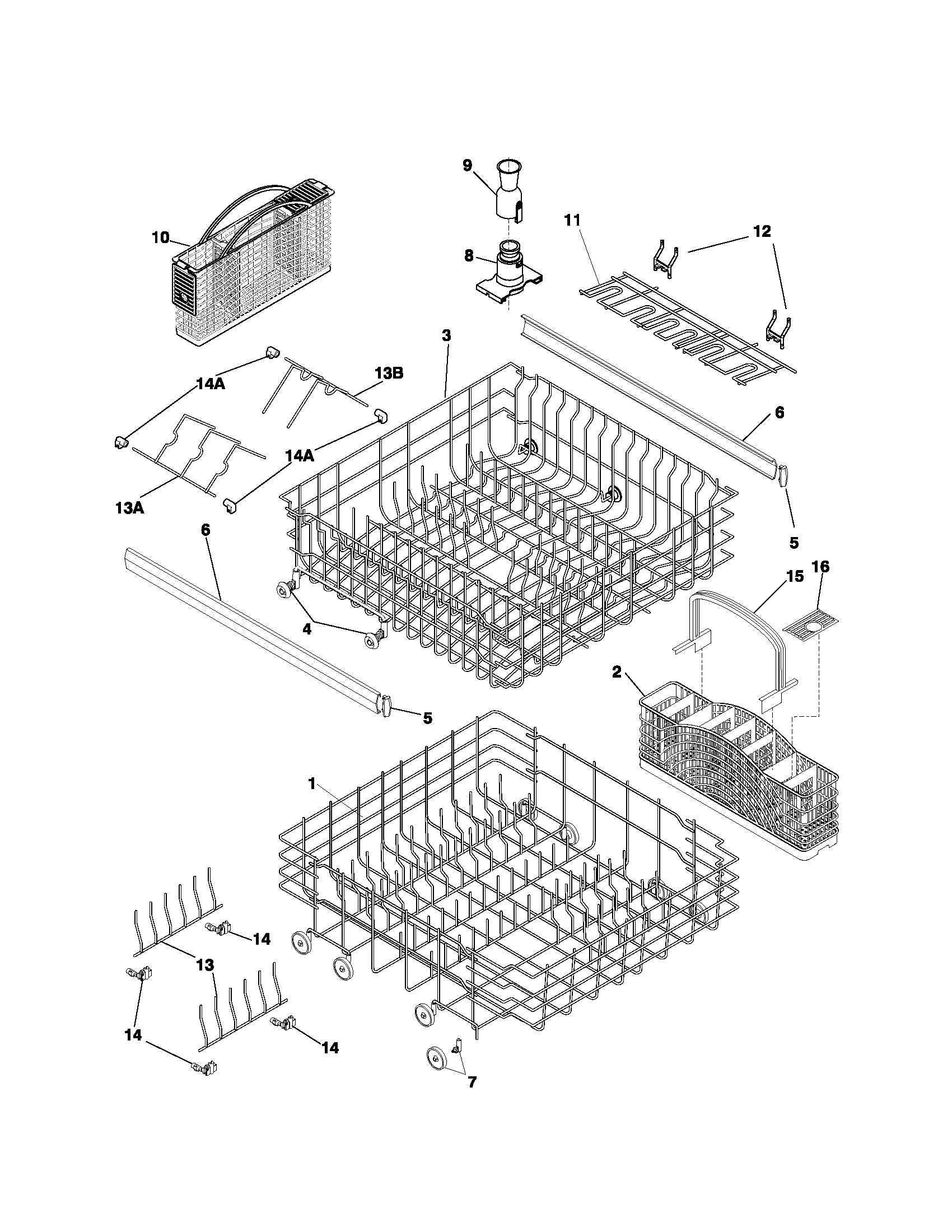 Frigidaire PLDB999AC0 racks diagram