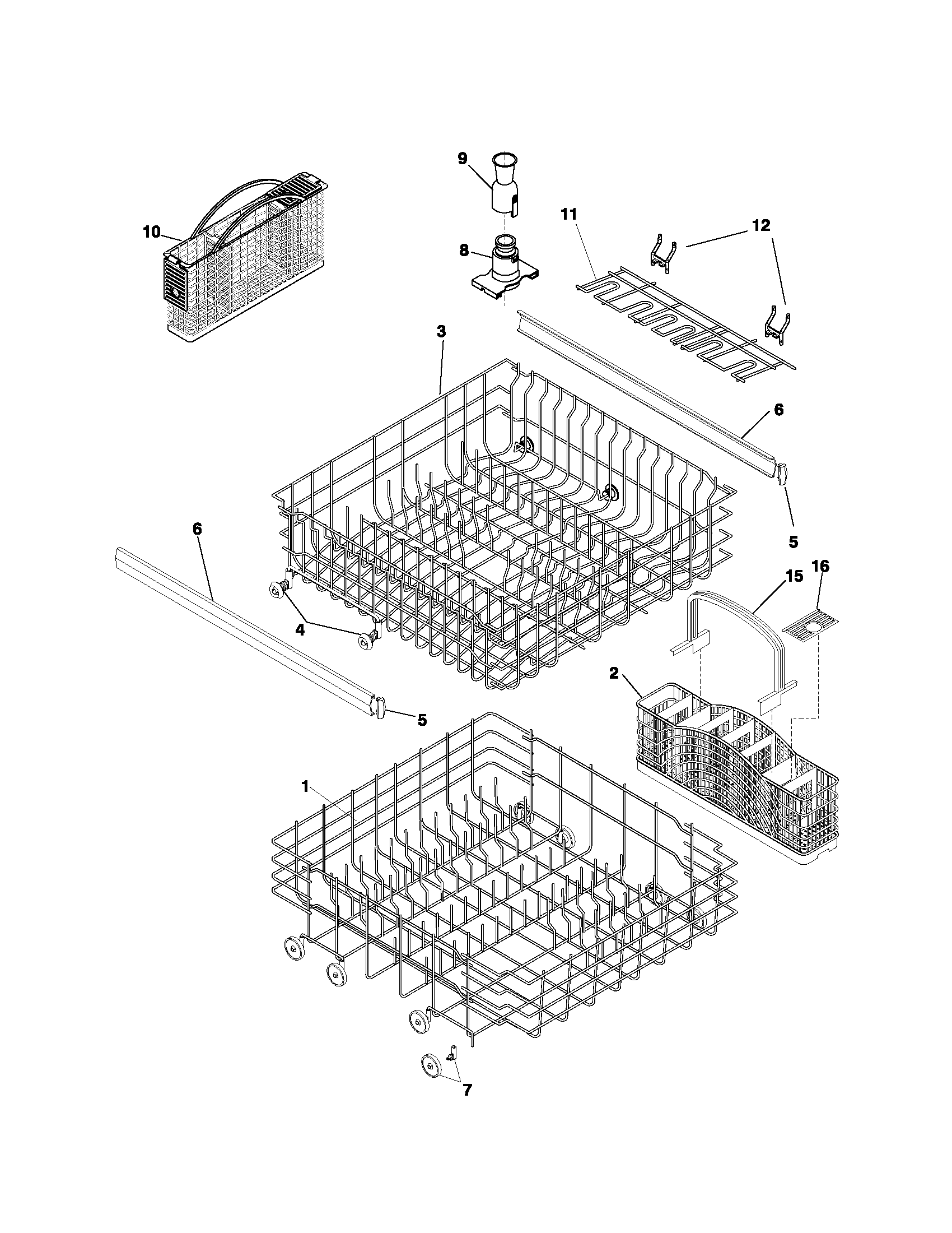 Frigidaire FDBL955BB0 racks diagram