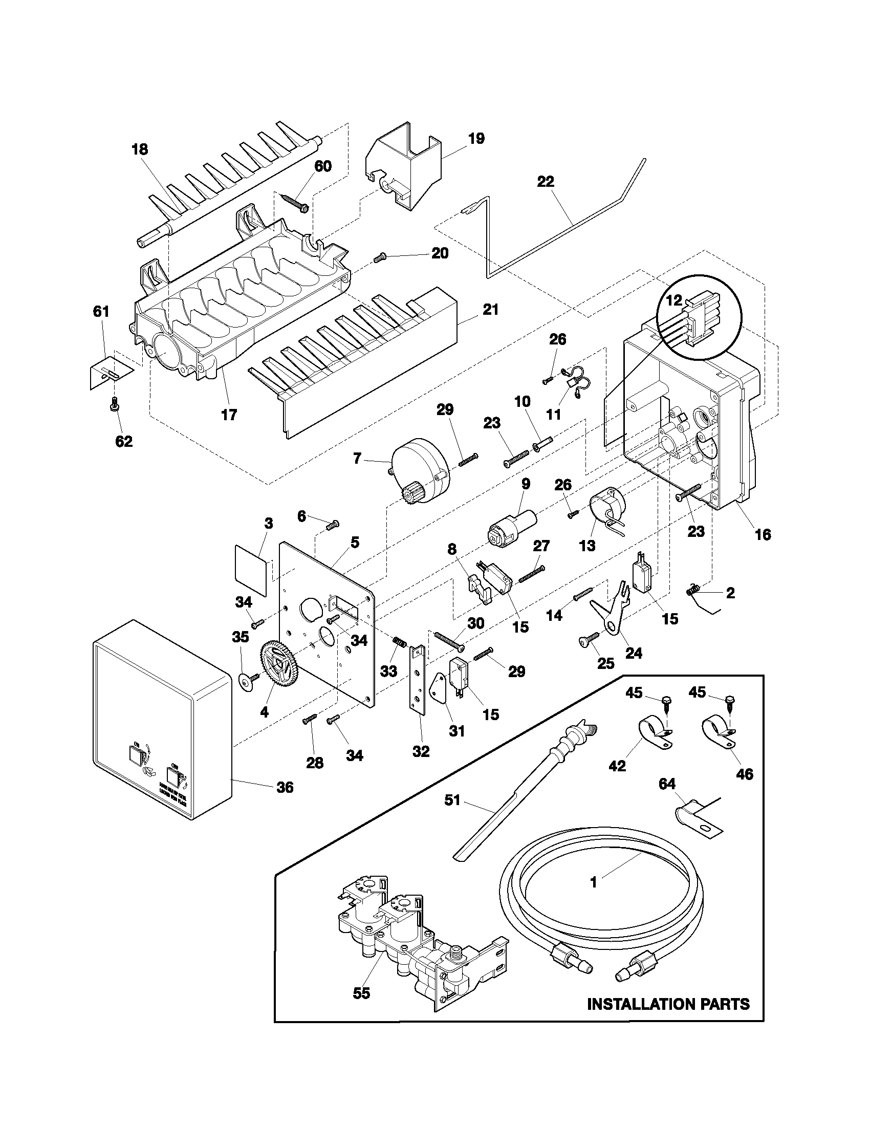 White-Westinghouse WRS23MW3AQ3 ice maker diagram