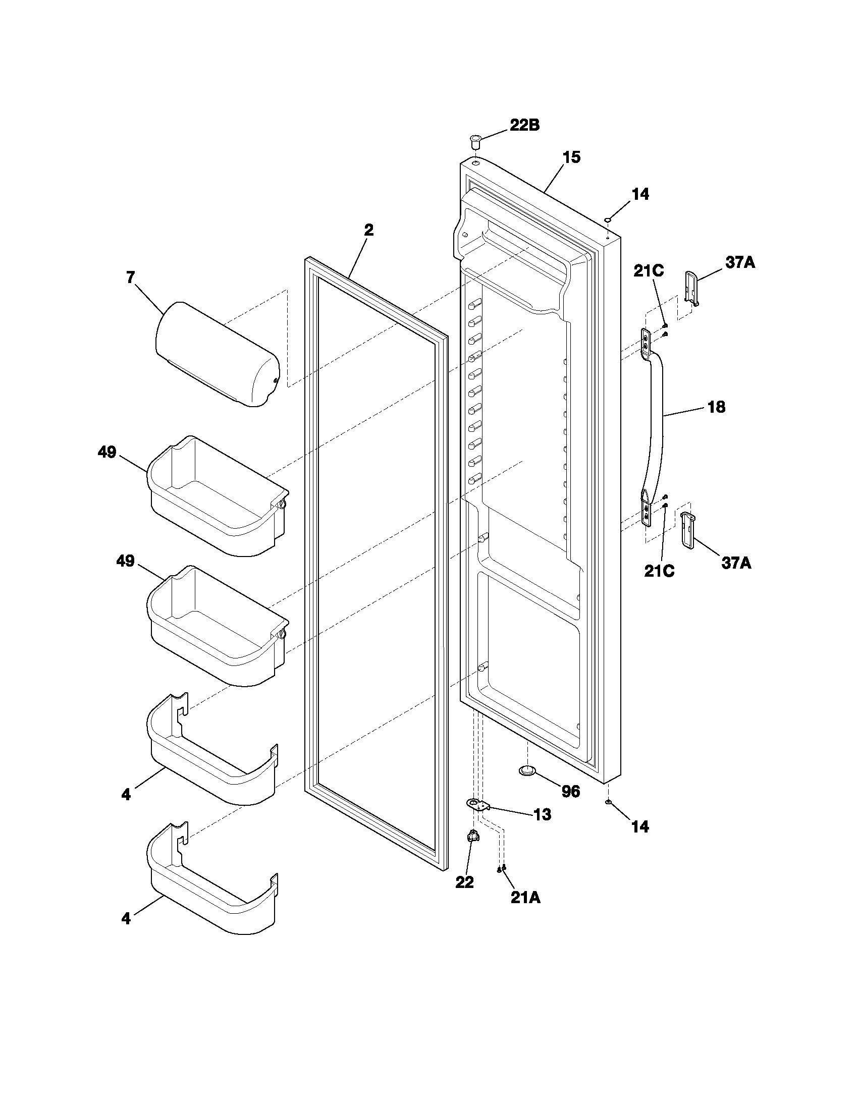 Frigidaire FRS26W2AQ2 refrigerator door diagram