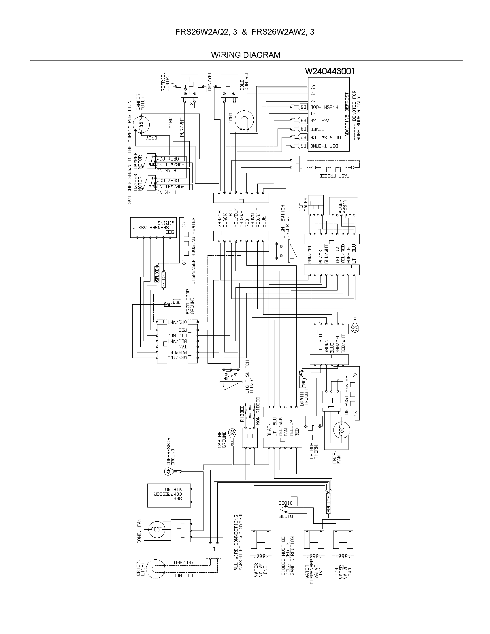 Frigidaire FRS26W2AQ2 wiring diagram diagram