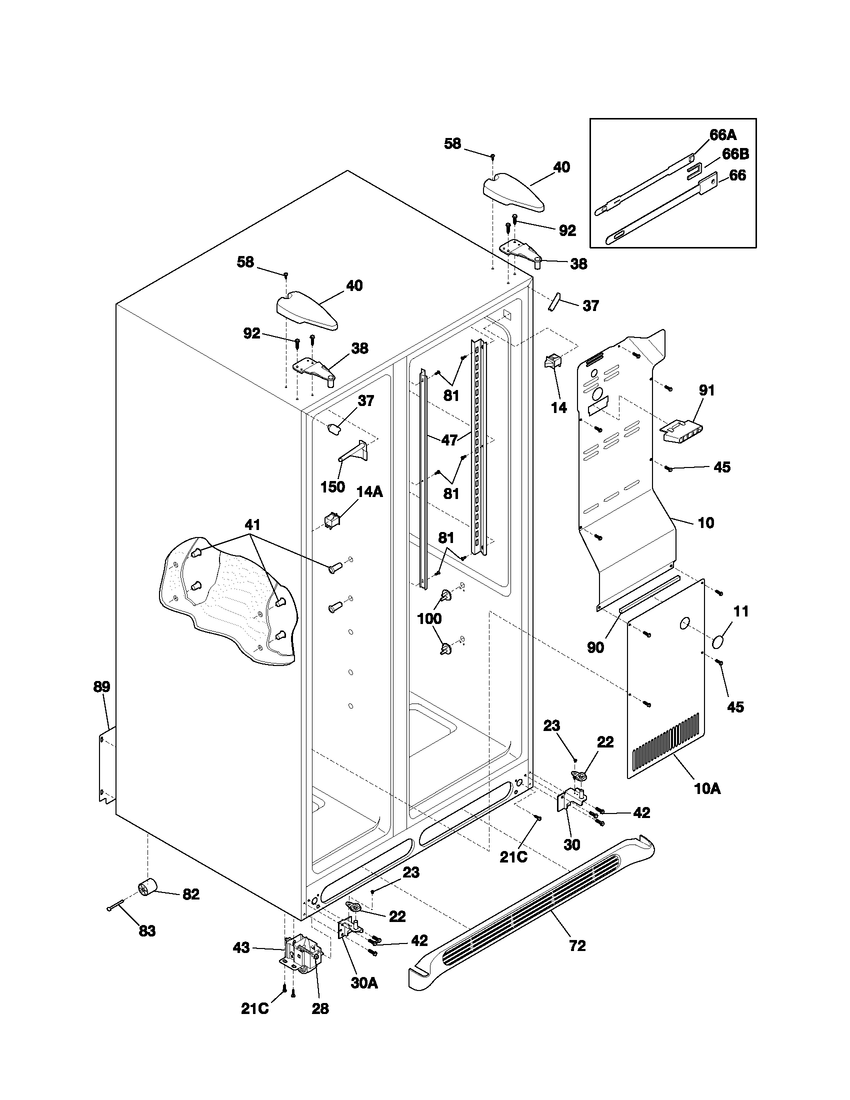 Frigidaire FRS26HF5AW3 cabinet diagram