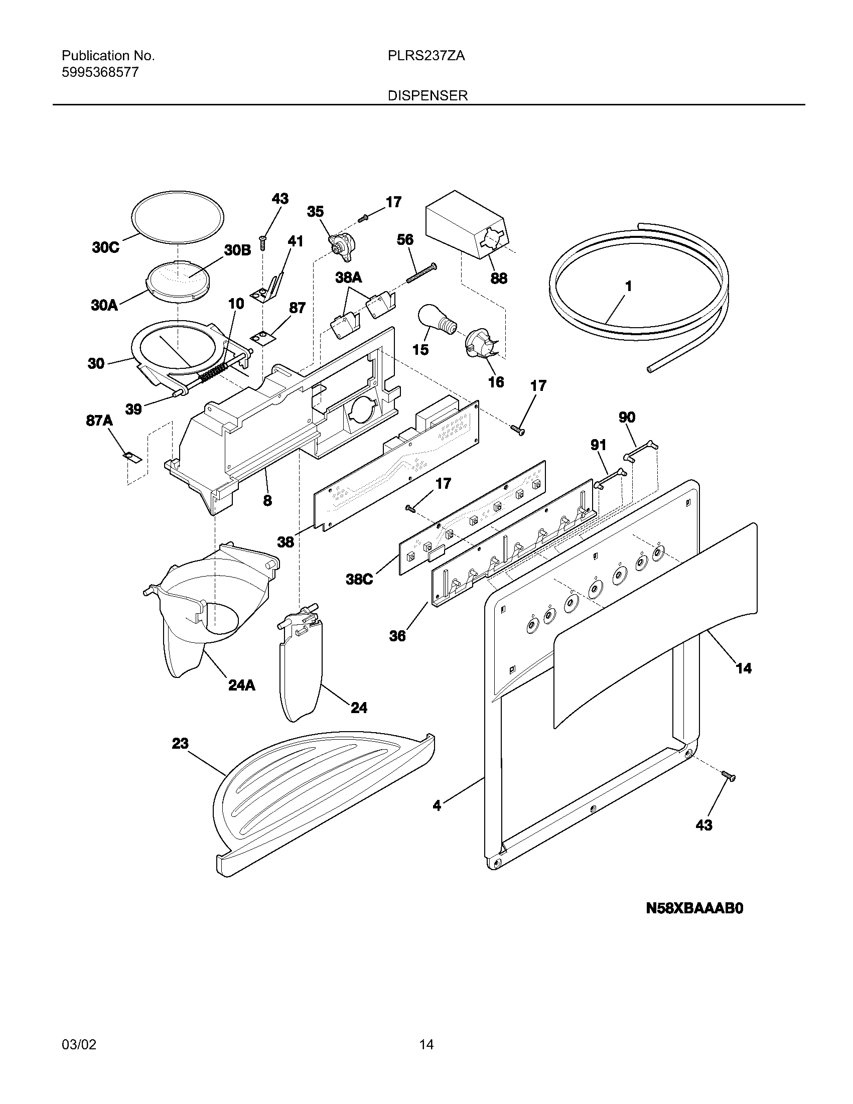 Frigidaire PLRS237ZAB4 dispenser diagram