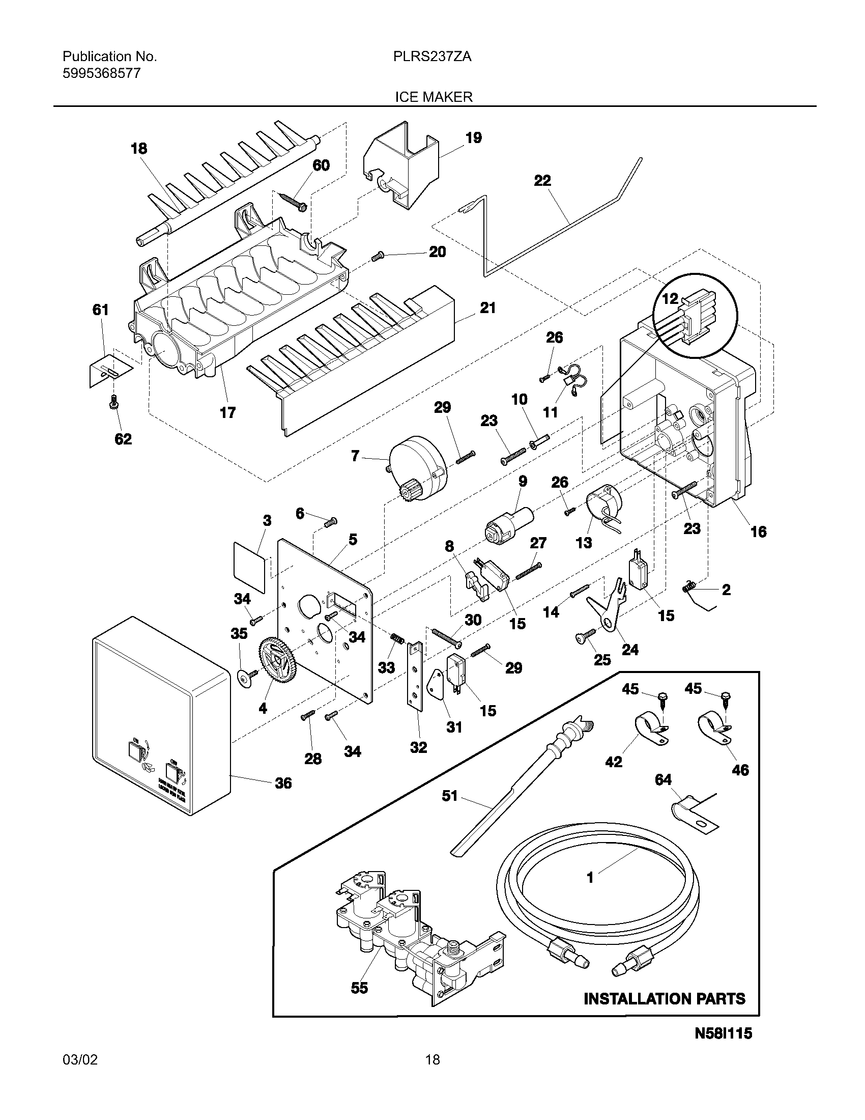 Frigidaire PLRS237ZAB4 ice maker diagram