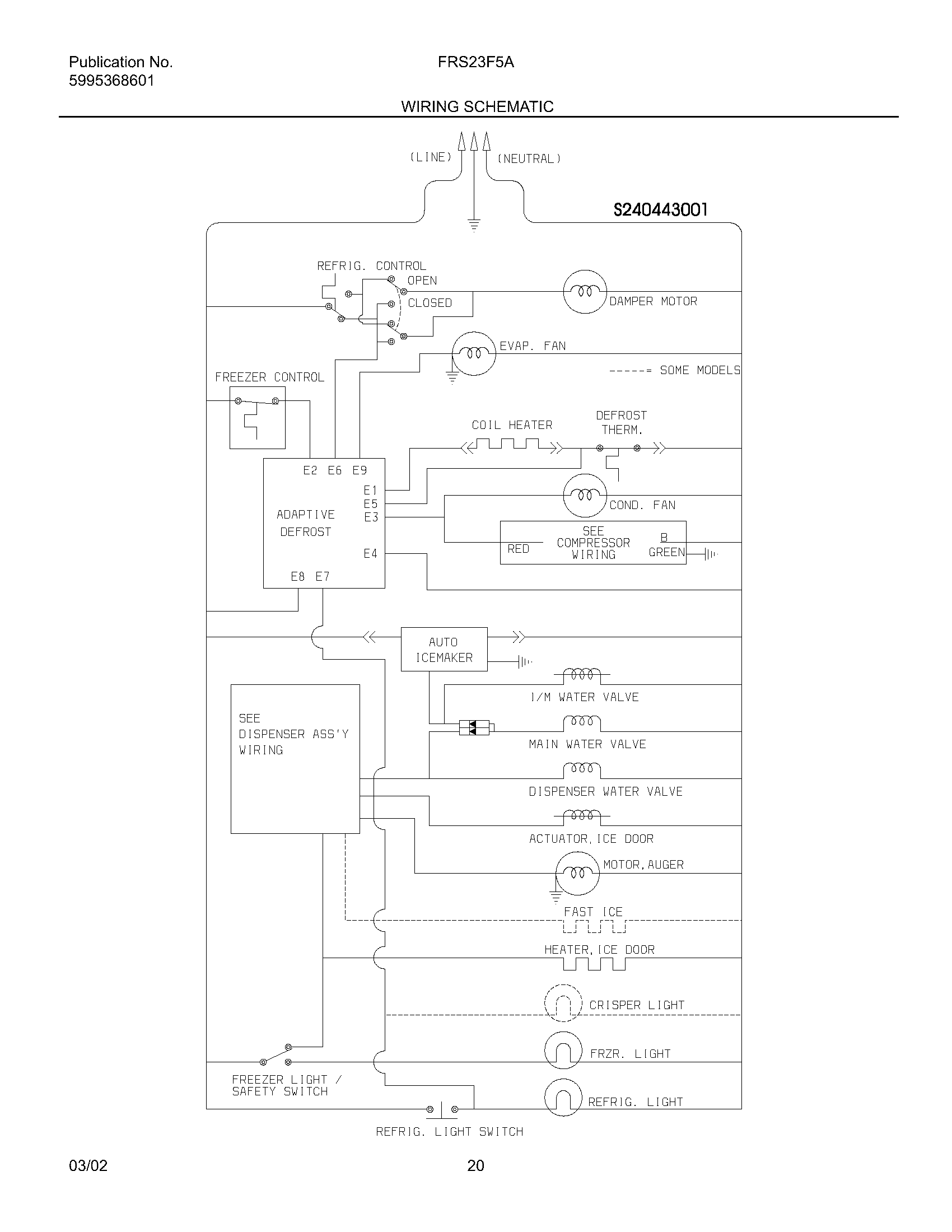 Frigidaire FRS23F5AQ3 wiring scheamtic diagram