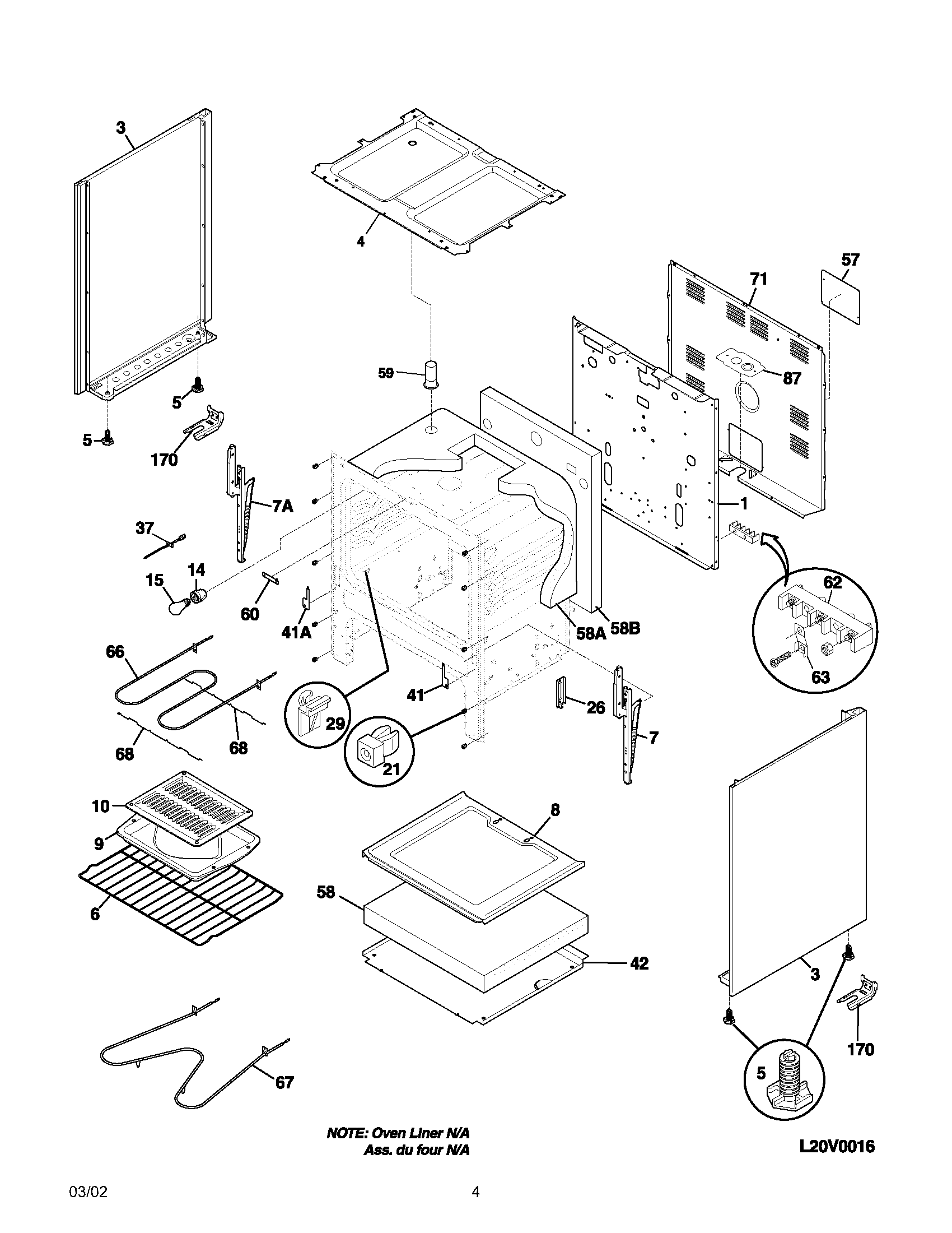 Frigidaire FEF326ASB body diagram