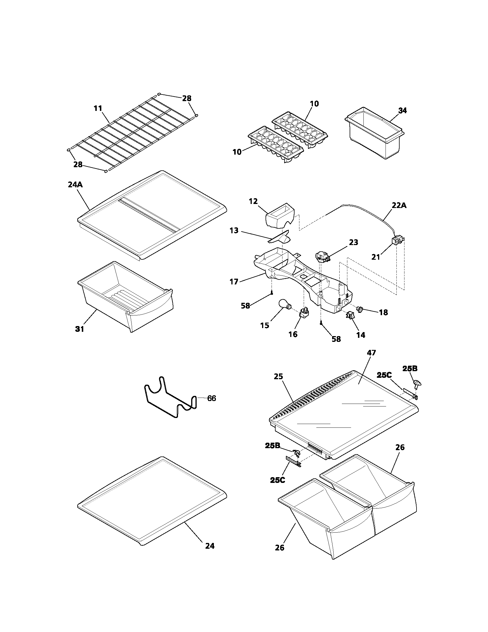 Kenmore 25361124104 shelves diagram