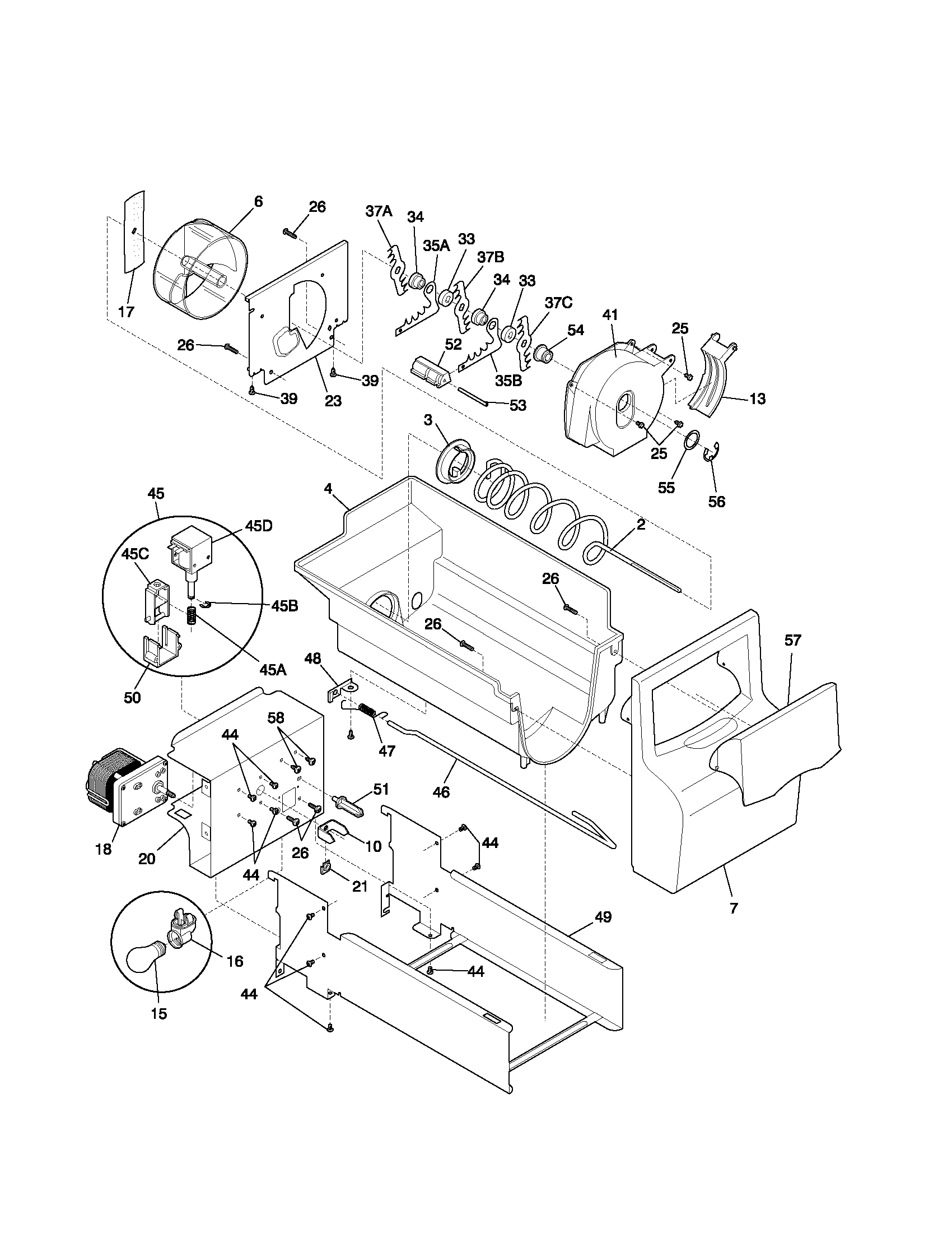 Kenmore 25352632200 ice container diagram