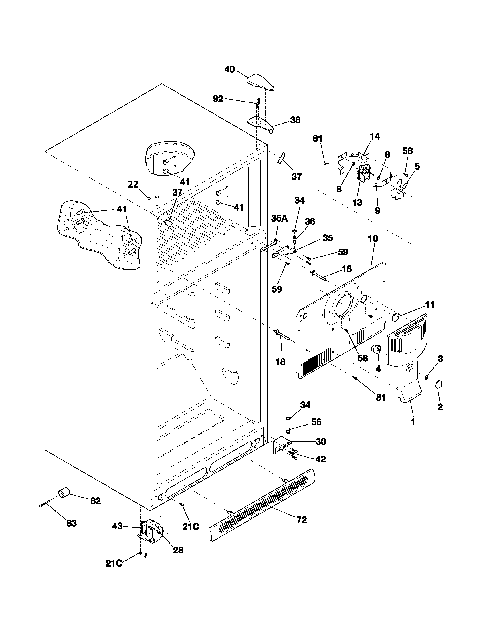 Frigidaire FRT18IB4AT4 cabinet diagram