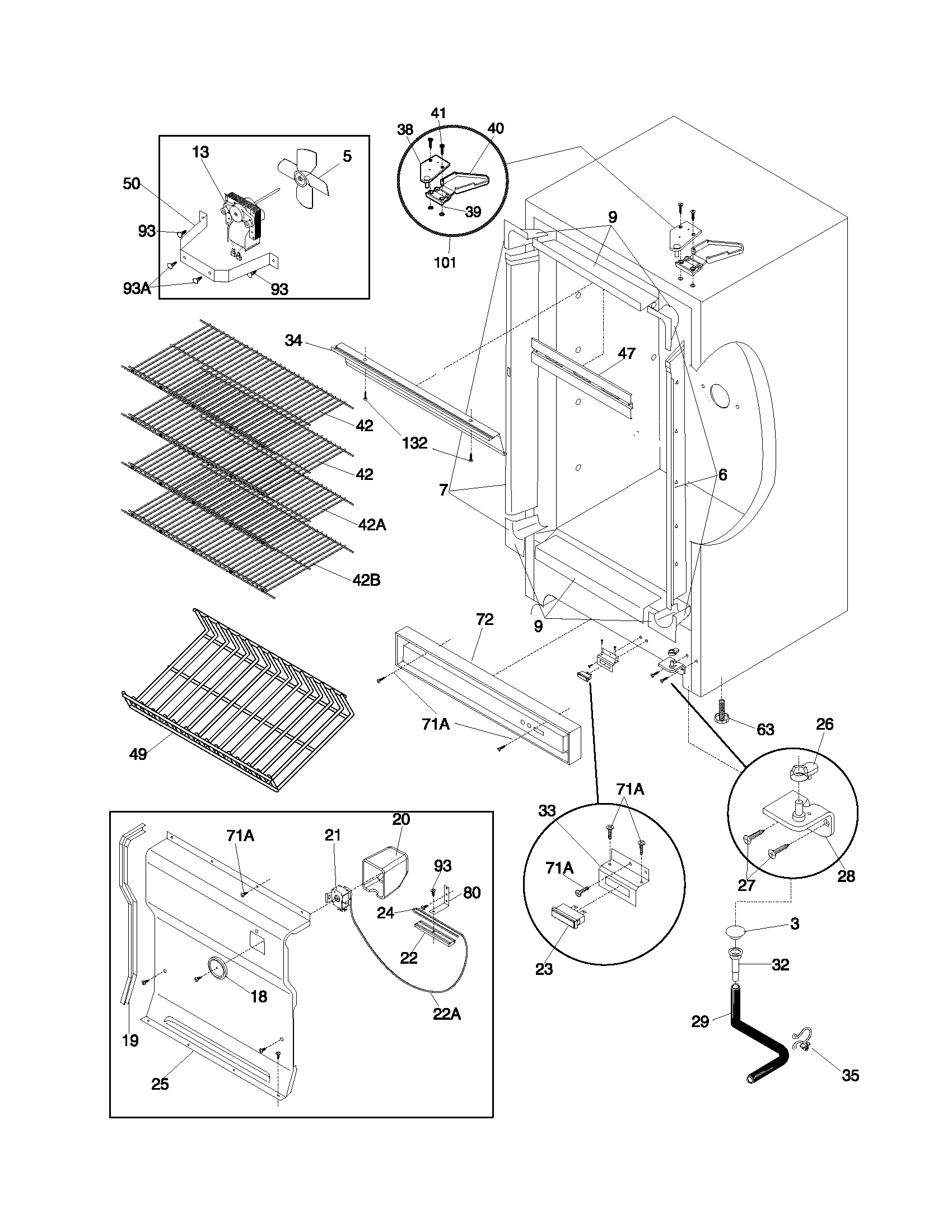 Frigidaire FFU20FC4AW1 cabinet diagram