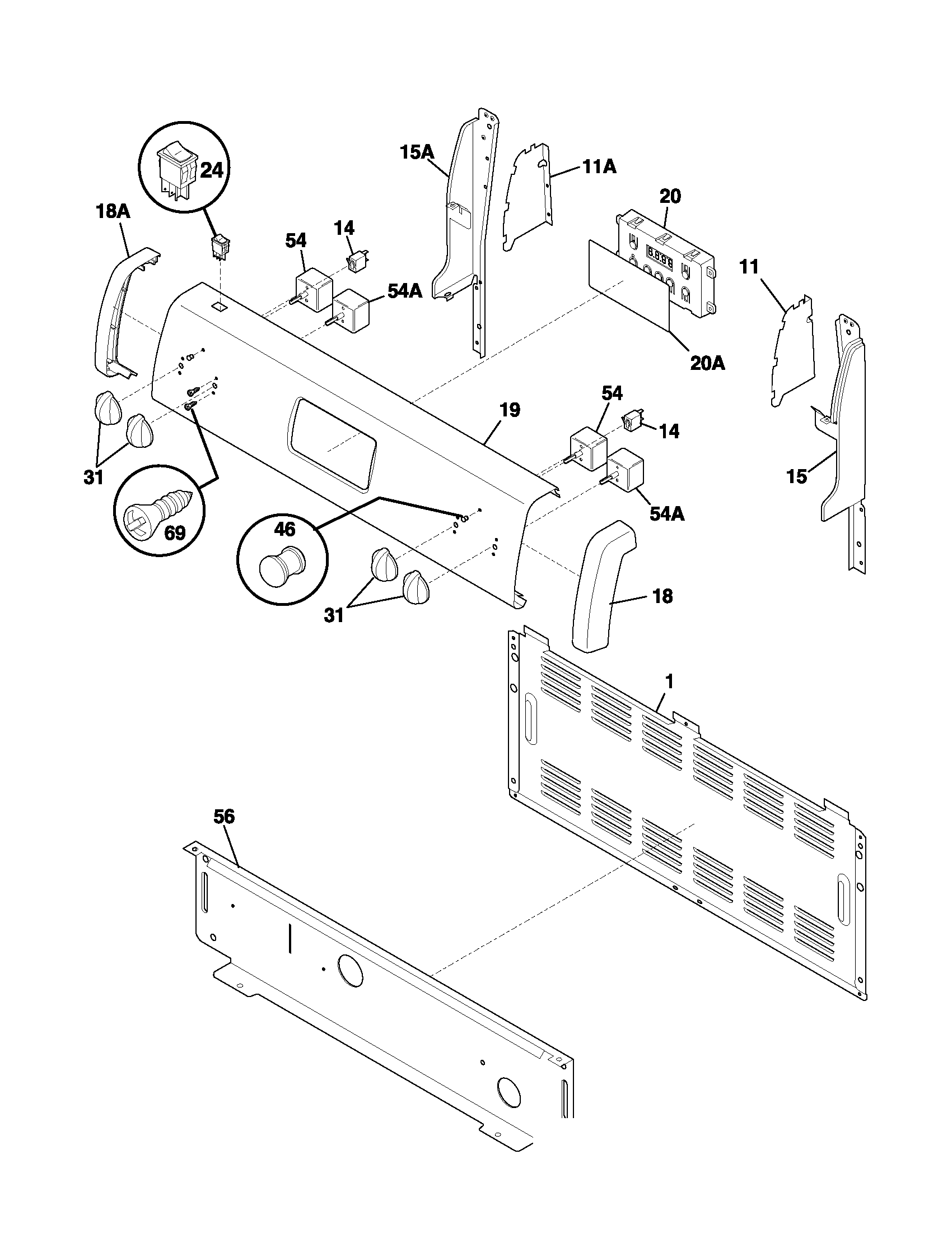 Frigidaire FEF336BCA backguard diagram