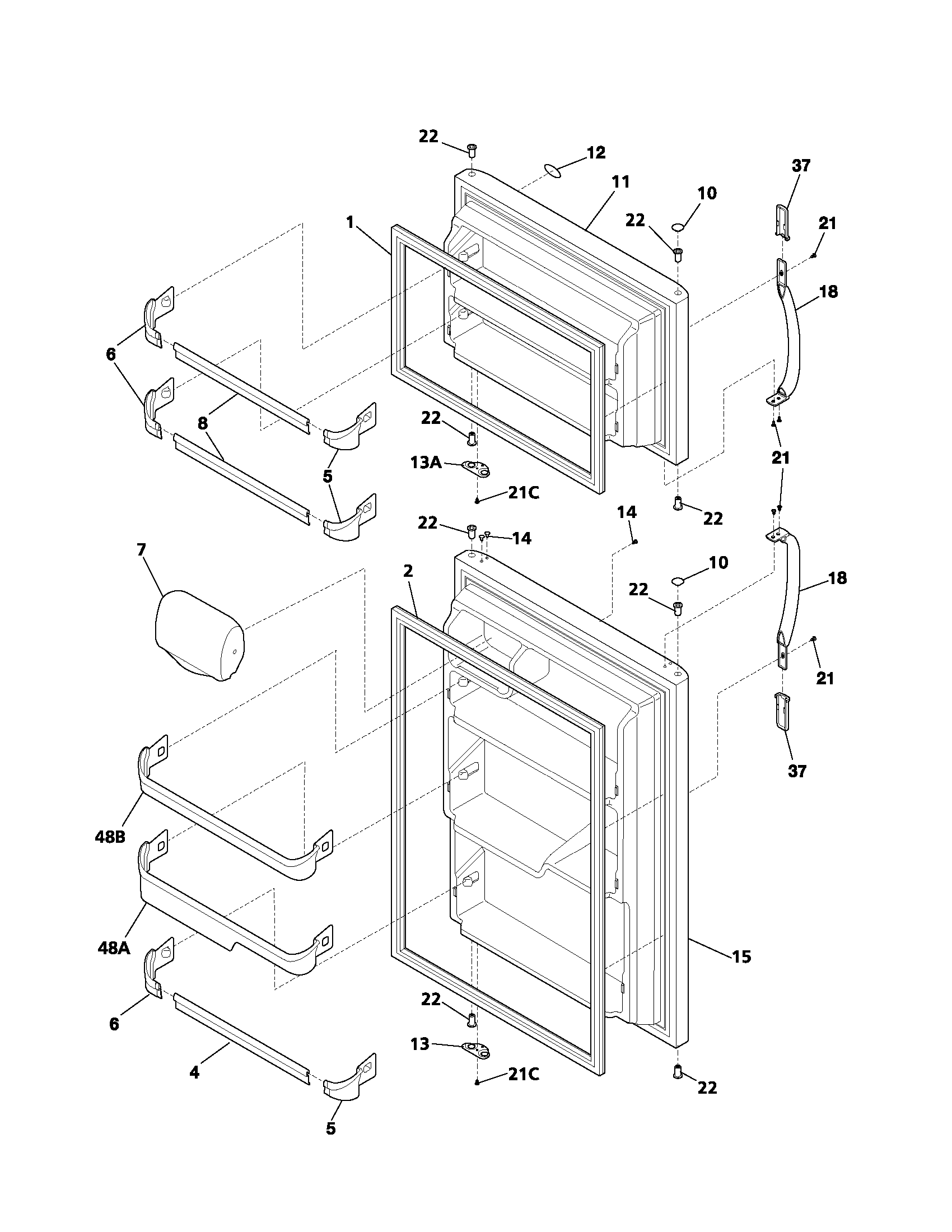 Frigidaire FRT17G4BW0 doors diagram