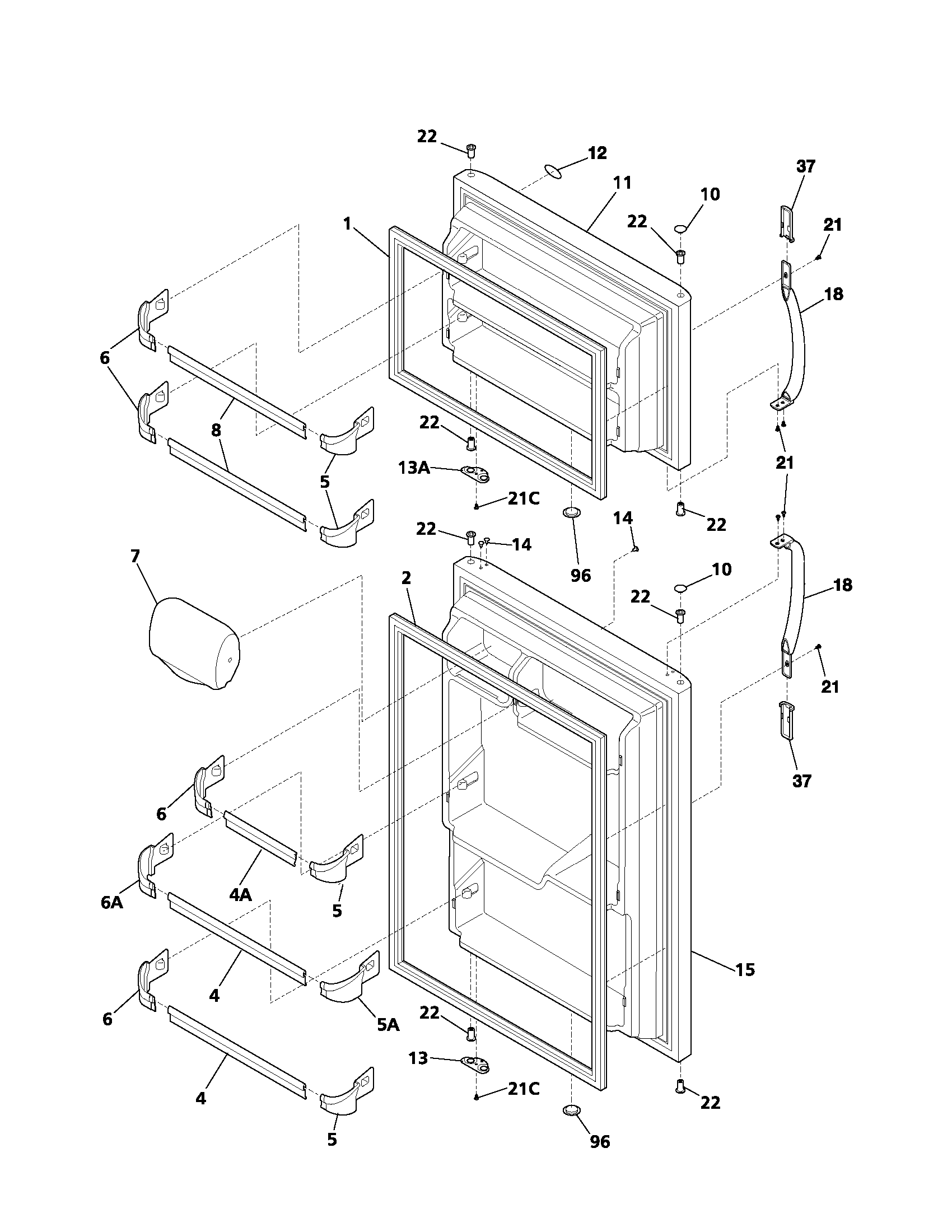Frigidaire FRT15G4BW0 doors diagram