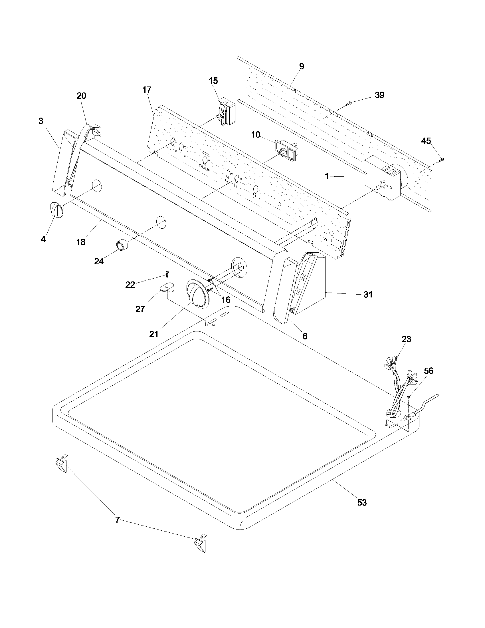 Frigidaire FGR231AS1 control panel diagram