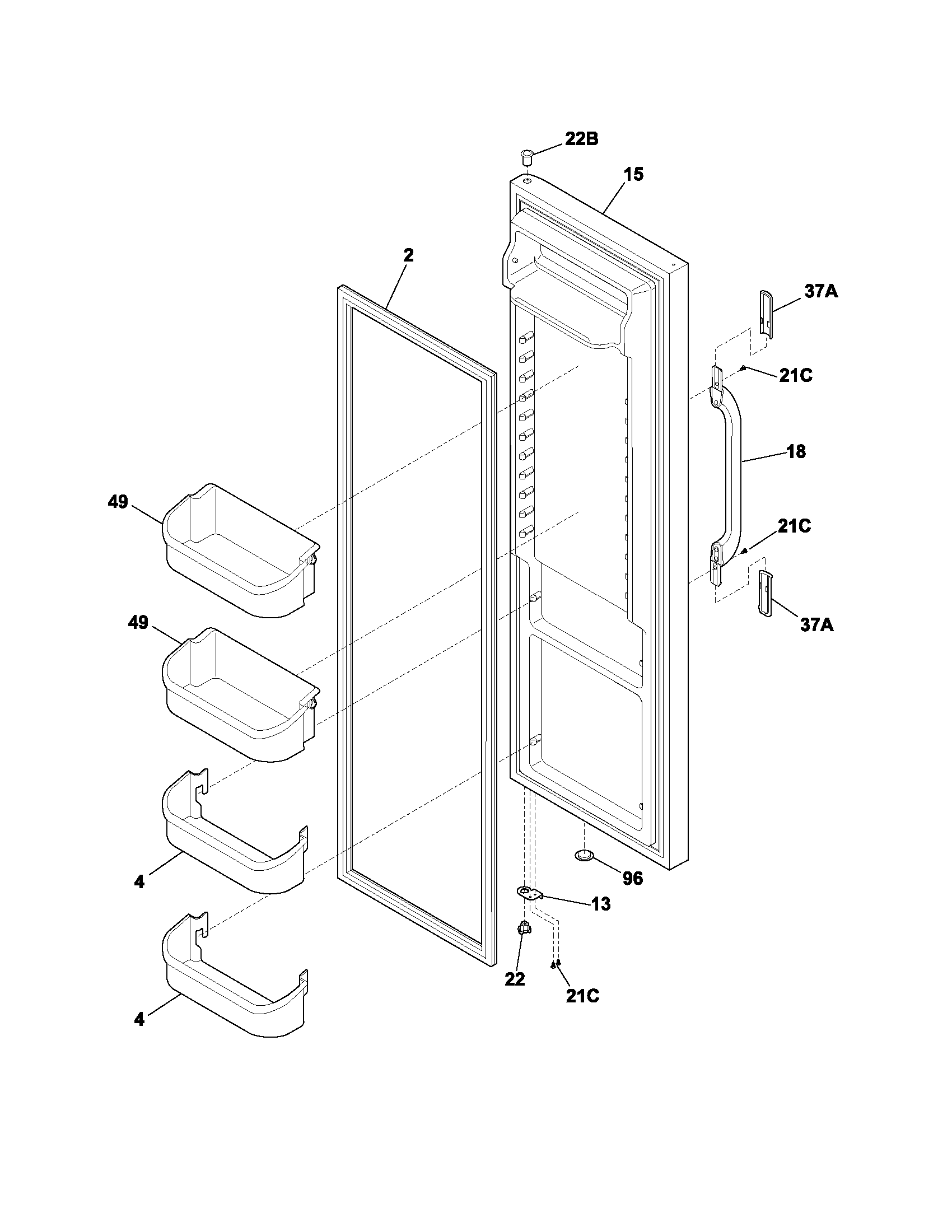 White-Westinghouse WRS23W0AQ4 refrigerator door diagram