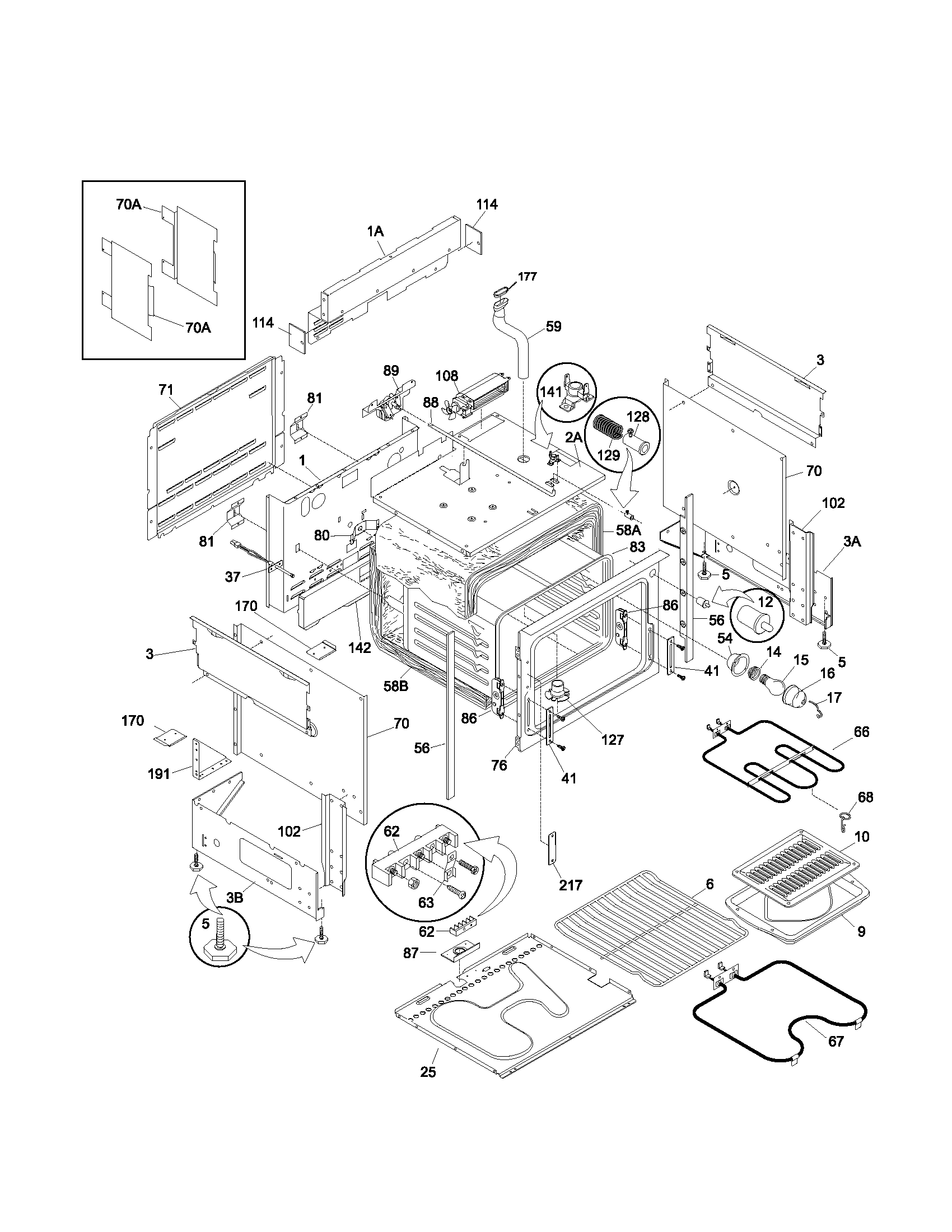 Frigidaire FES367ABD body diagram