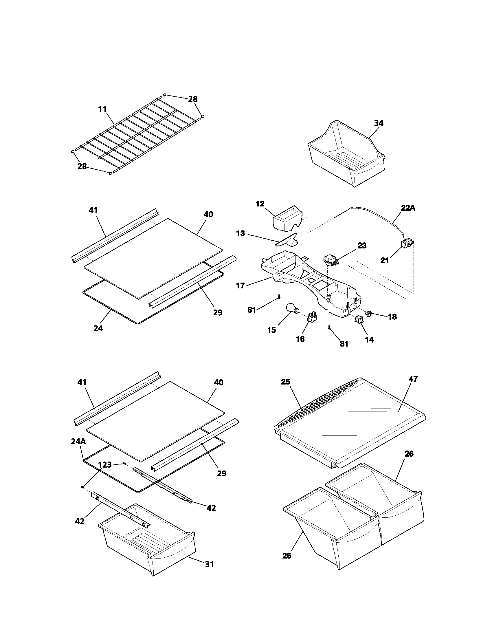 Kenmore 25371112103 shelves diagram