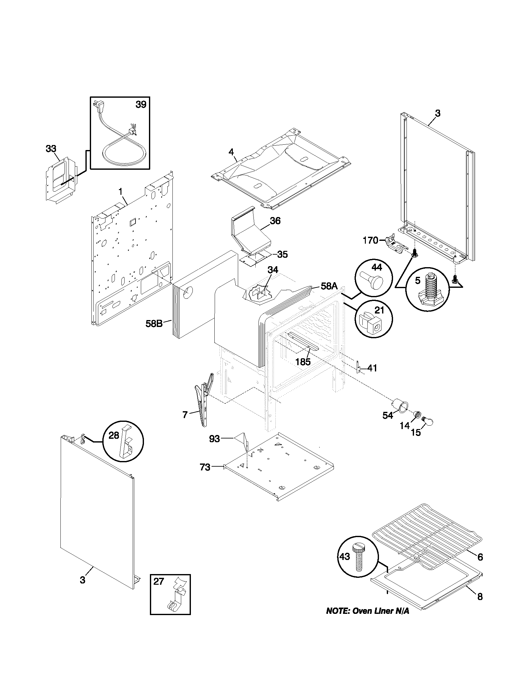 Frigidaire FLF316WHTA body diagram