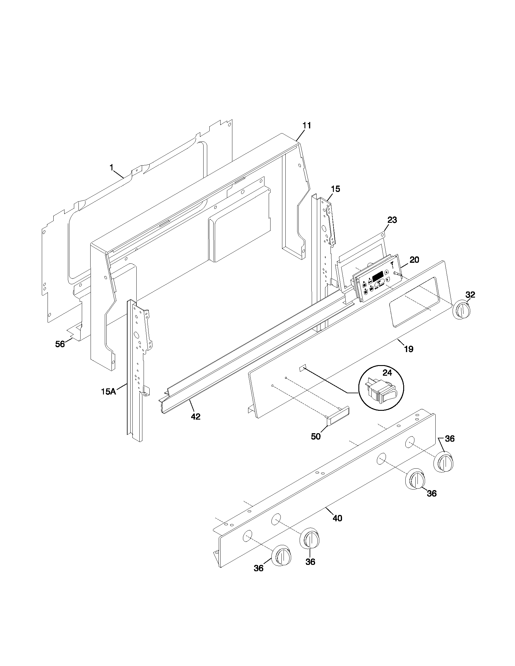 White-Westinghouse WGF354BJWA backguard diagram