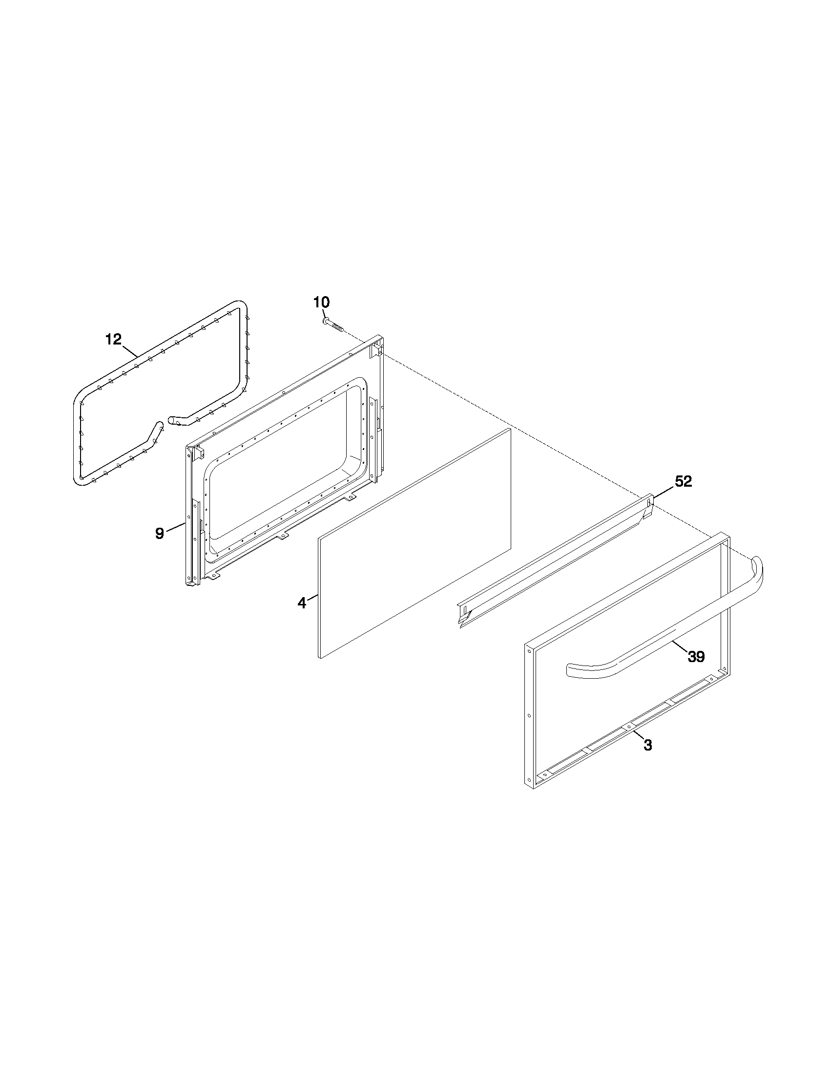 White-Westinghouse WEF365BHDB door diagram