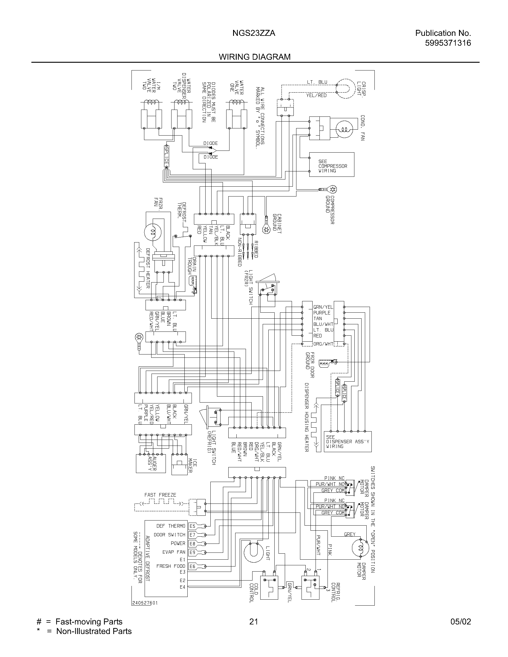 Frigidaire NGS23ZZAW4 wiring diagram diagram