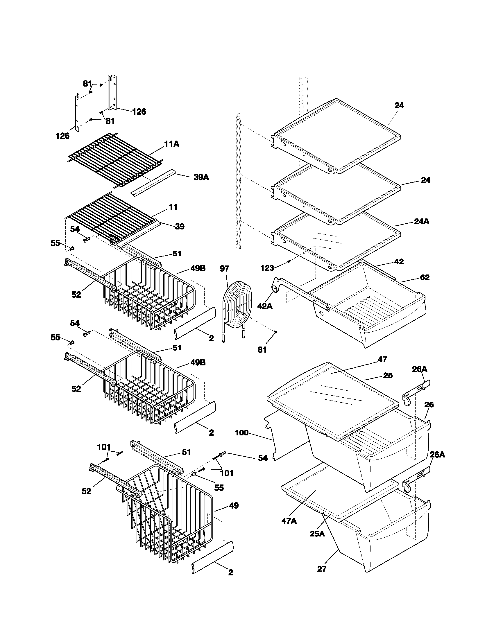 Gibson GRS23F5AW3 shelves diagram