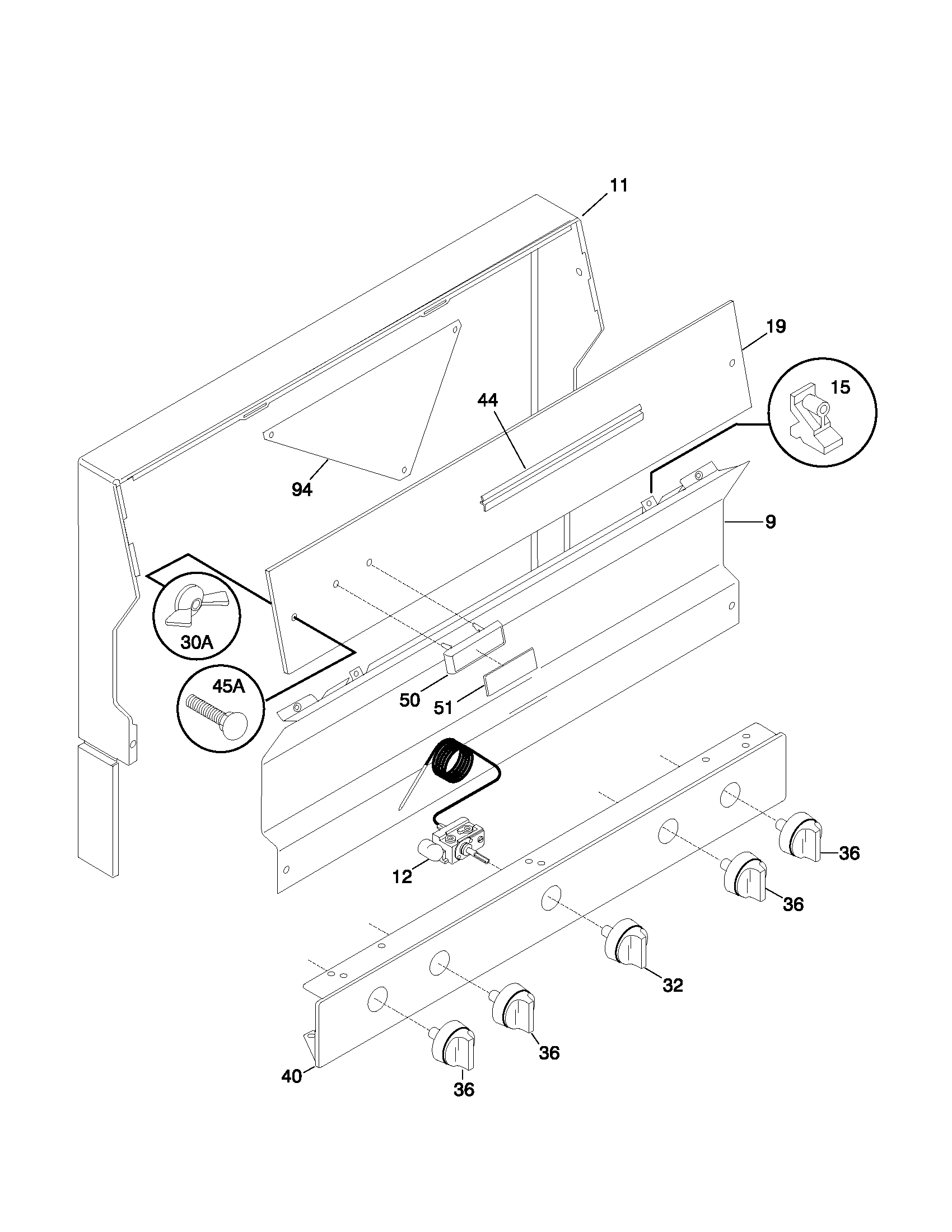 White-Westinghouse WLF311SHWB backguard diagram